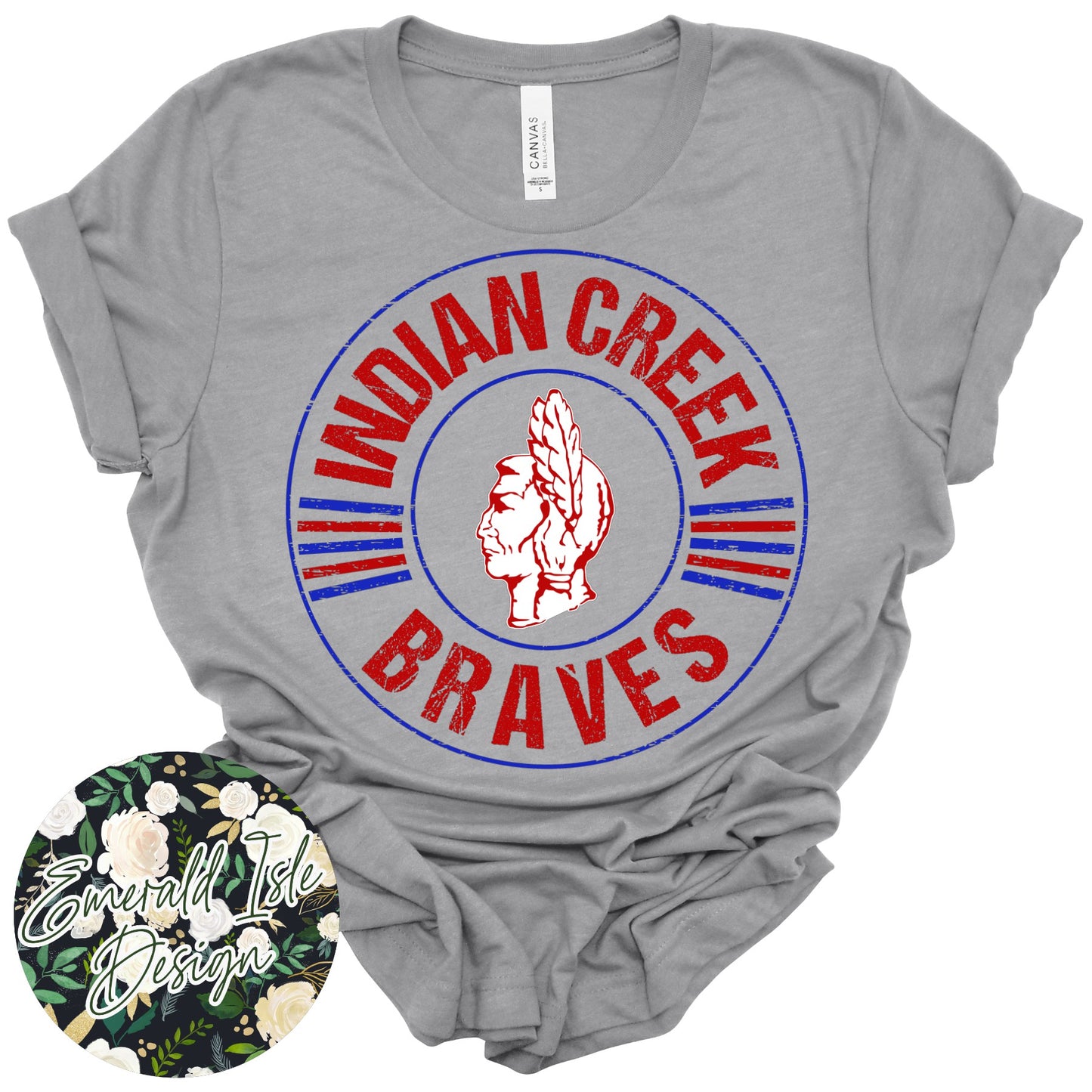 Indian Creek Braves Distressed Circle Design