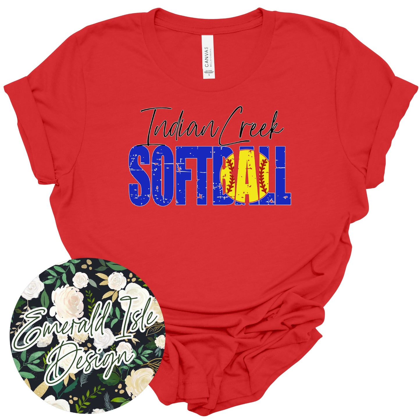 Indian Creek Distressed Softball Design