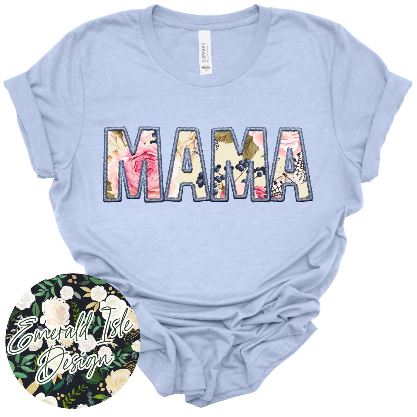 Mama Floral Faux Embroidery Design