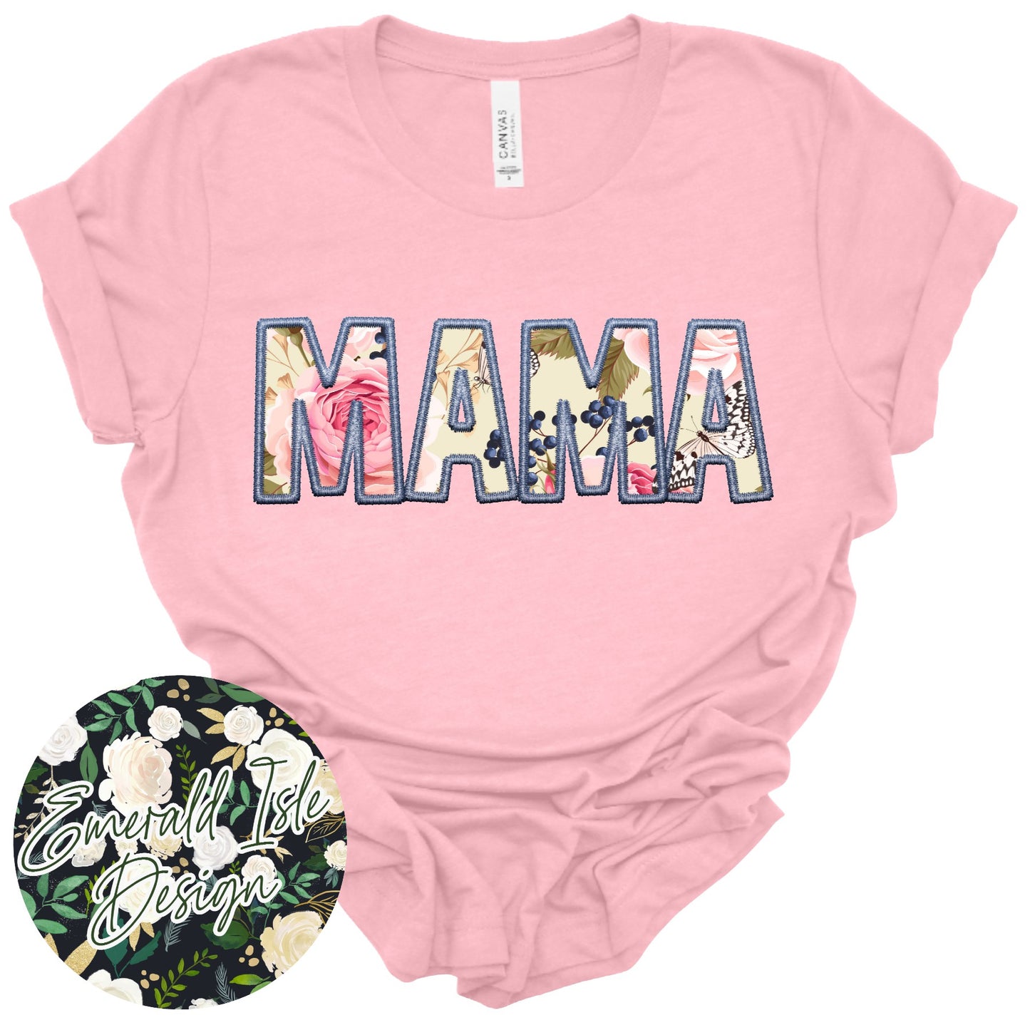 Mama Floral Faux Embroidery Design