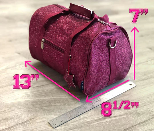 13" Mini Black Glitter Duffle Bag