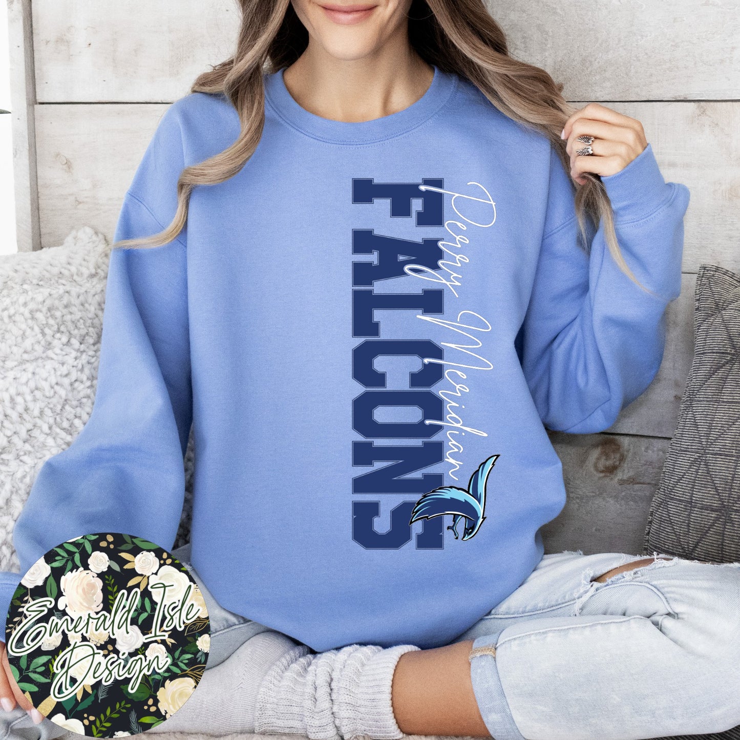 Perry Meridian OVERSIZED Vertical Varsity Design Crewneck Sweatshirt