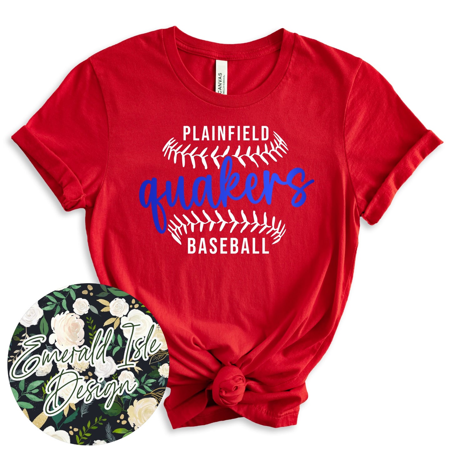Plainfield Quakers Baseball Metallic Puff Design
