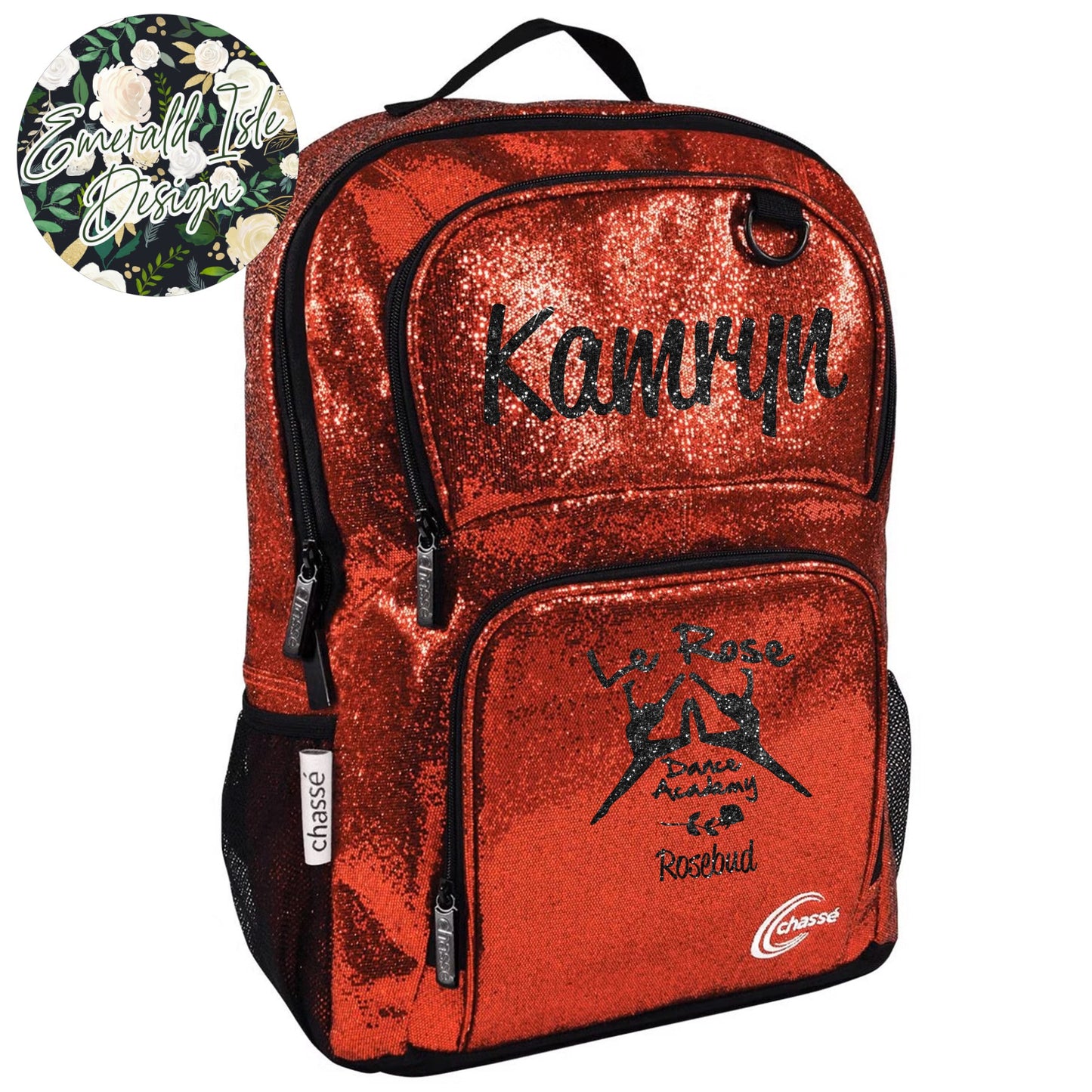 Rosette & Rosebud Red Glitter Backpack