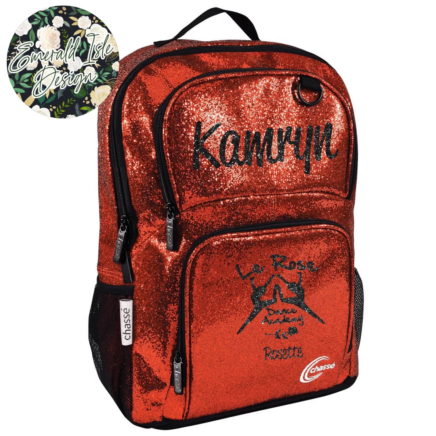 Rosette & Rosebud Red Glitter Backpack