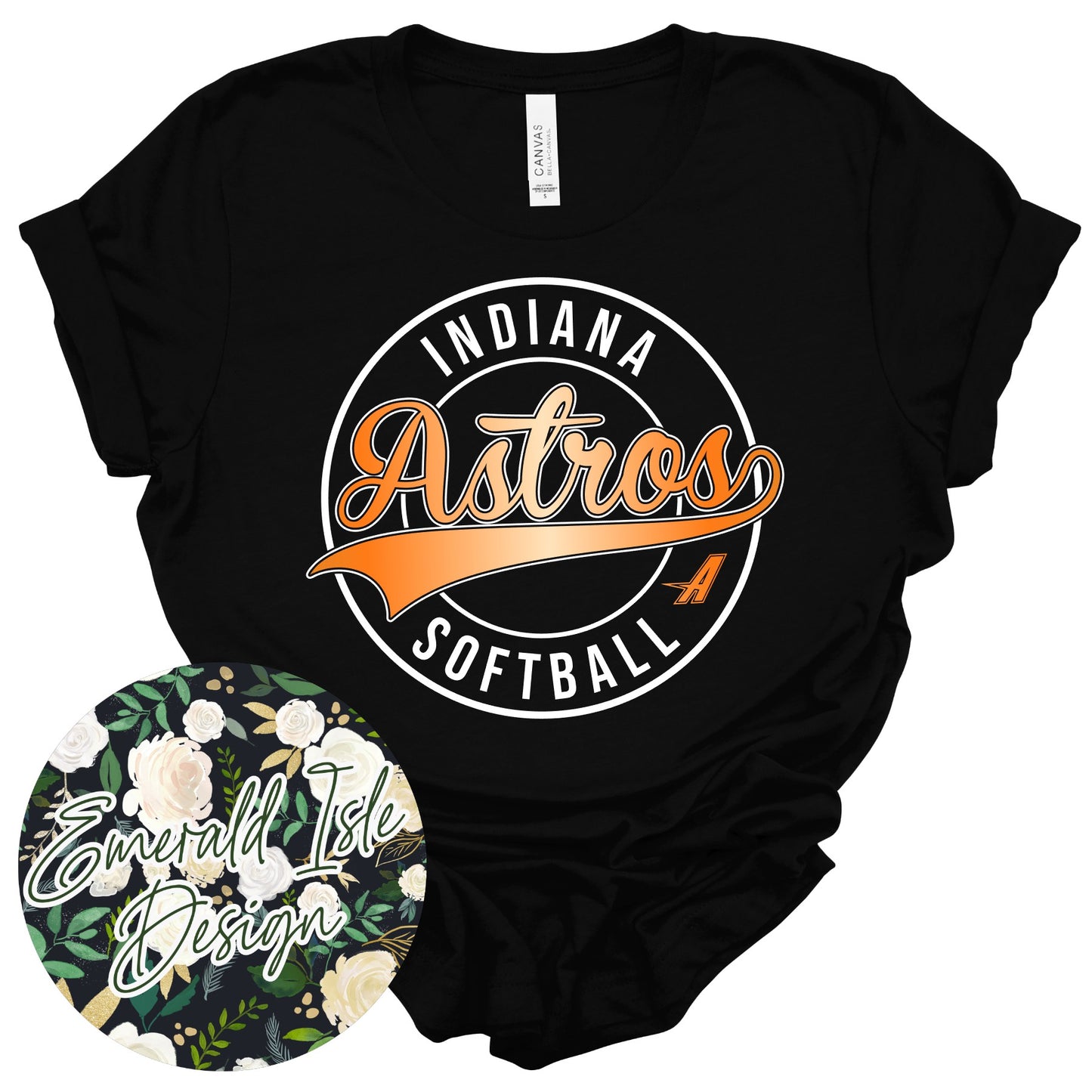 Indiana Astros Metallic Puff Circle Design