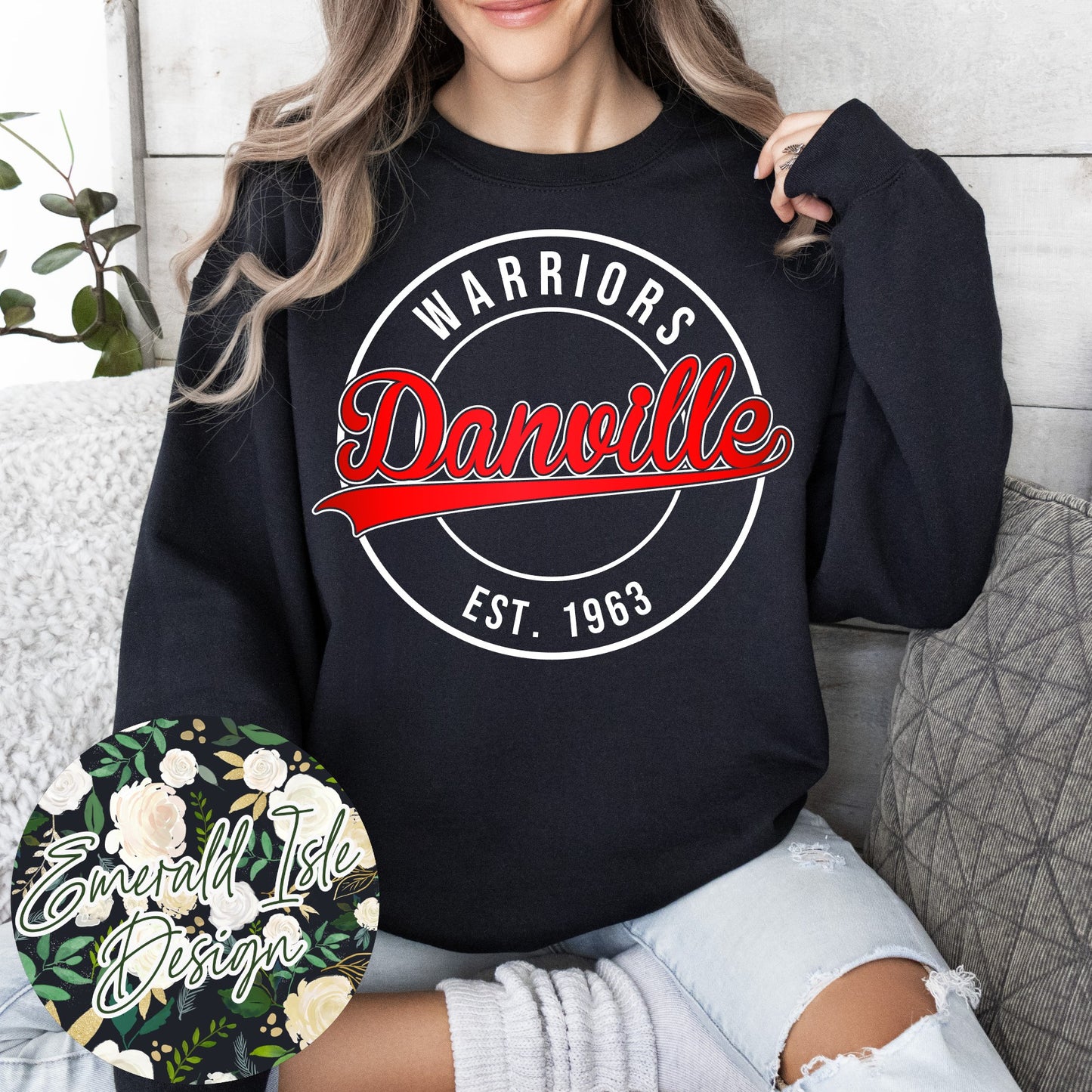 Danville Warriors Metallic Puff Circle Design