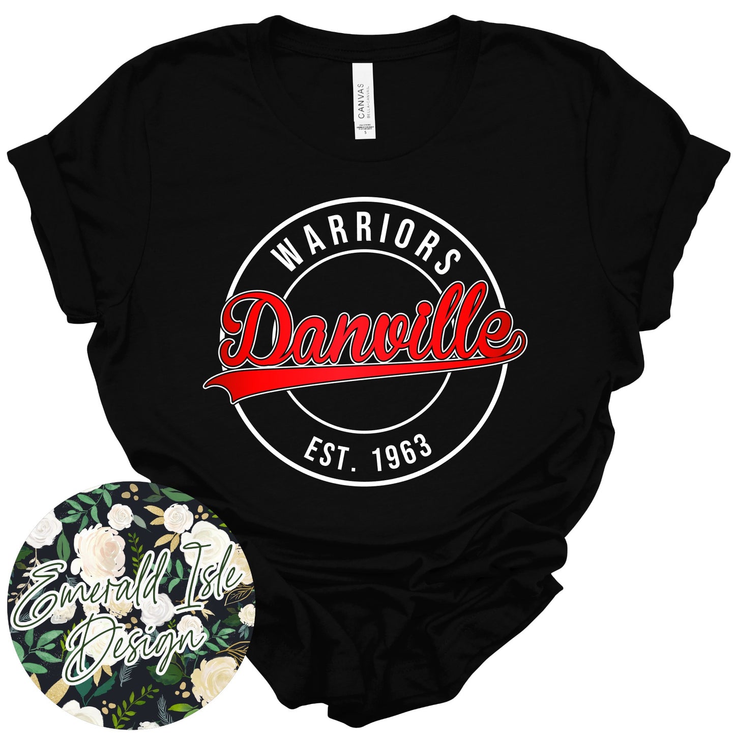 Danville Warriors Metallic Puff Circle Design