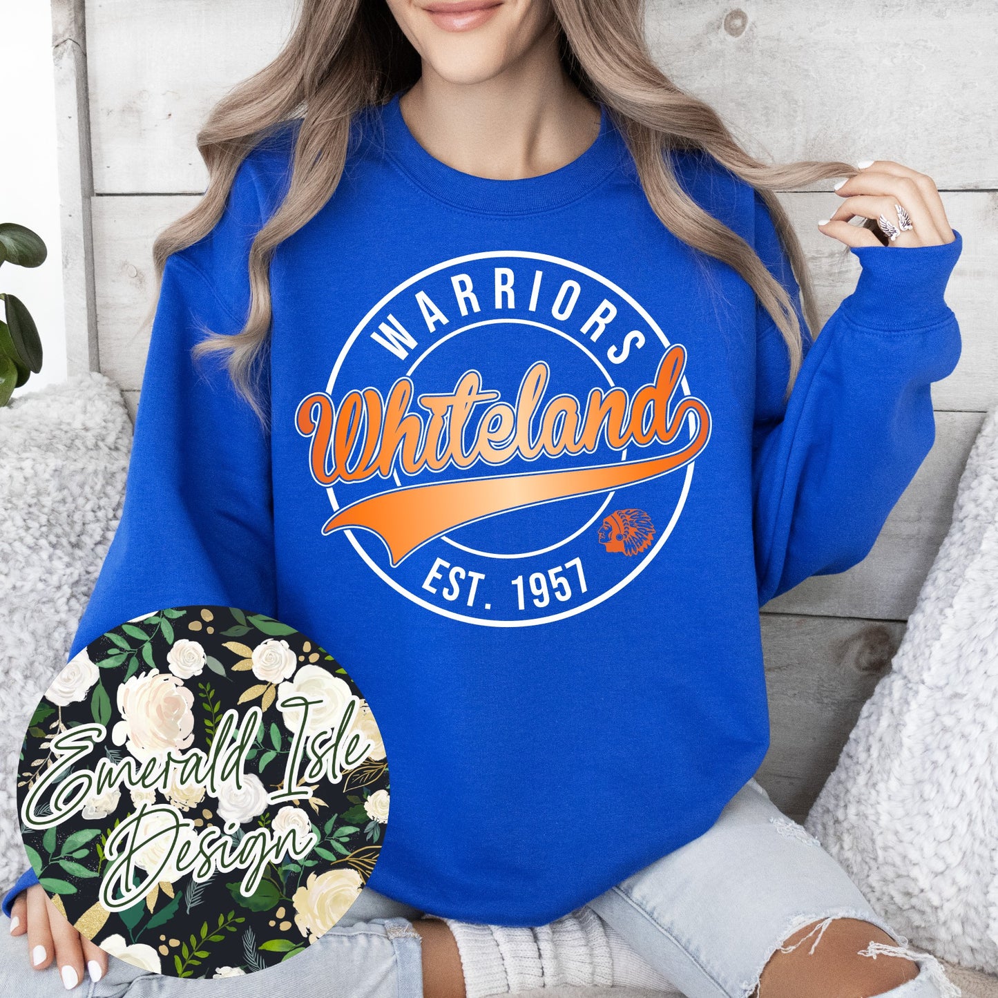 Whiteland Warriors Metallic Puff Circle Design