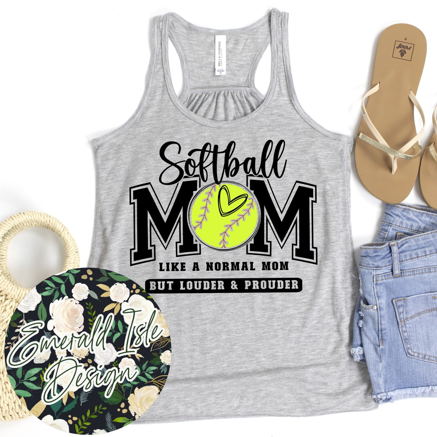 Softball Mom Like a Normal Mom But Louder & Prouder Design **Pick Your Color Garment!!**