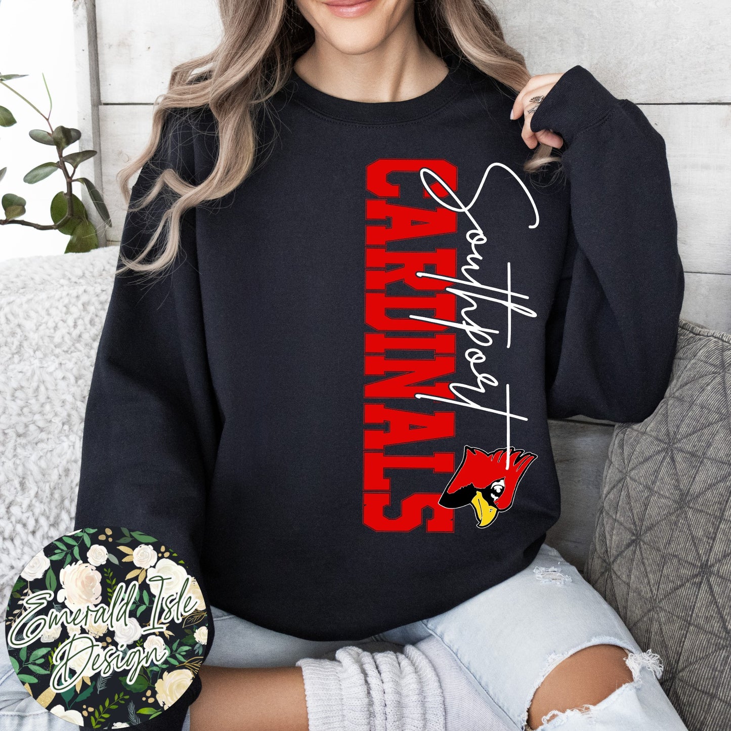Southport OVERSIZED Vertical Varsity Design Crewneck Sweatshirt
