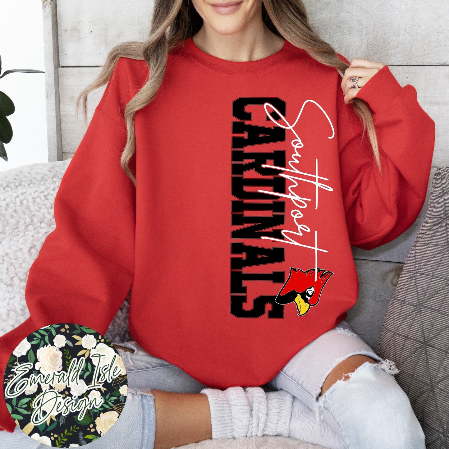 Southport OVERSIZED Vertical Varsity Design Crewneck Sweatshirt