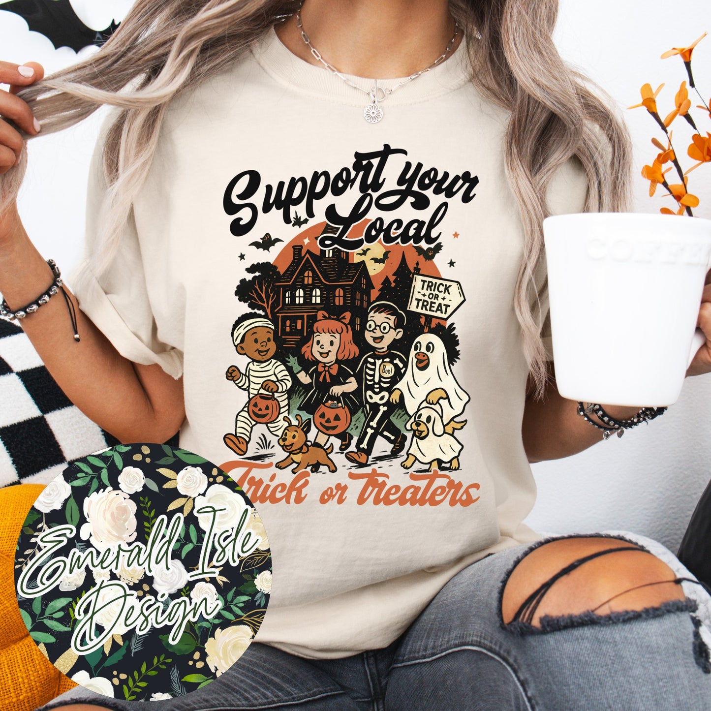 Support Your Local Trick or Treaters Vintage Design