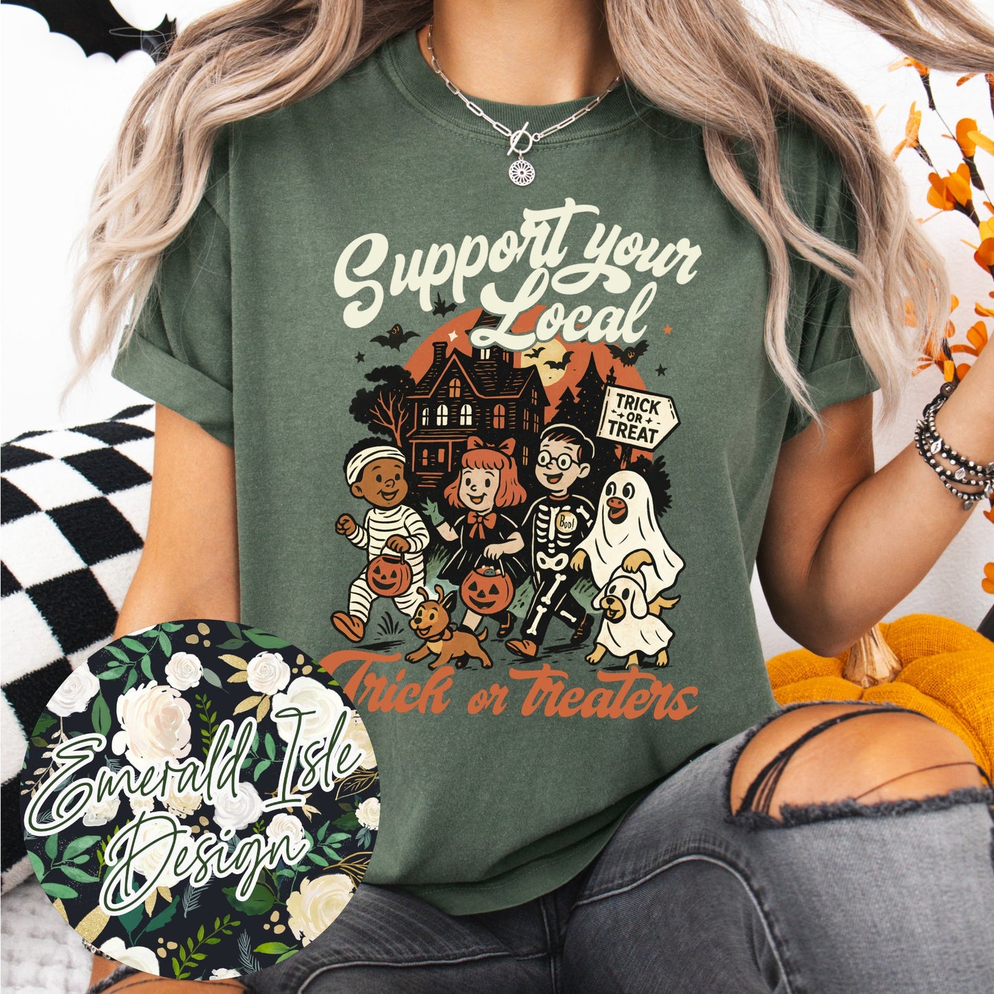 Support Your Local Trick or Treaters Vintage Design