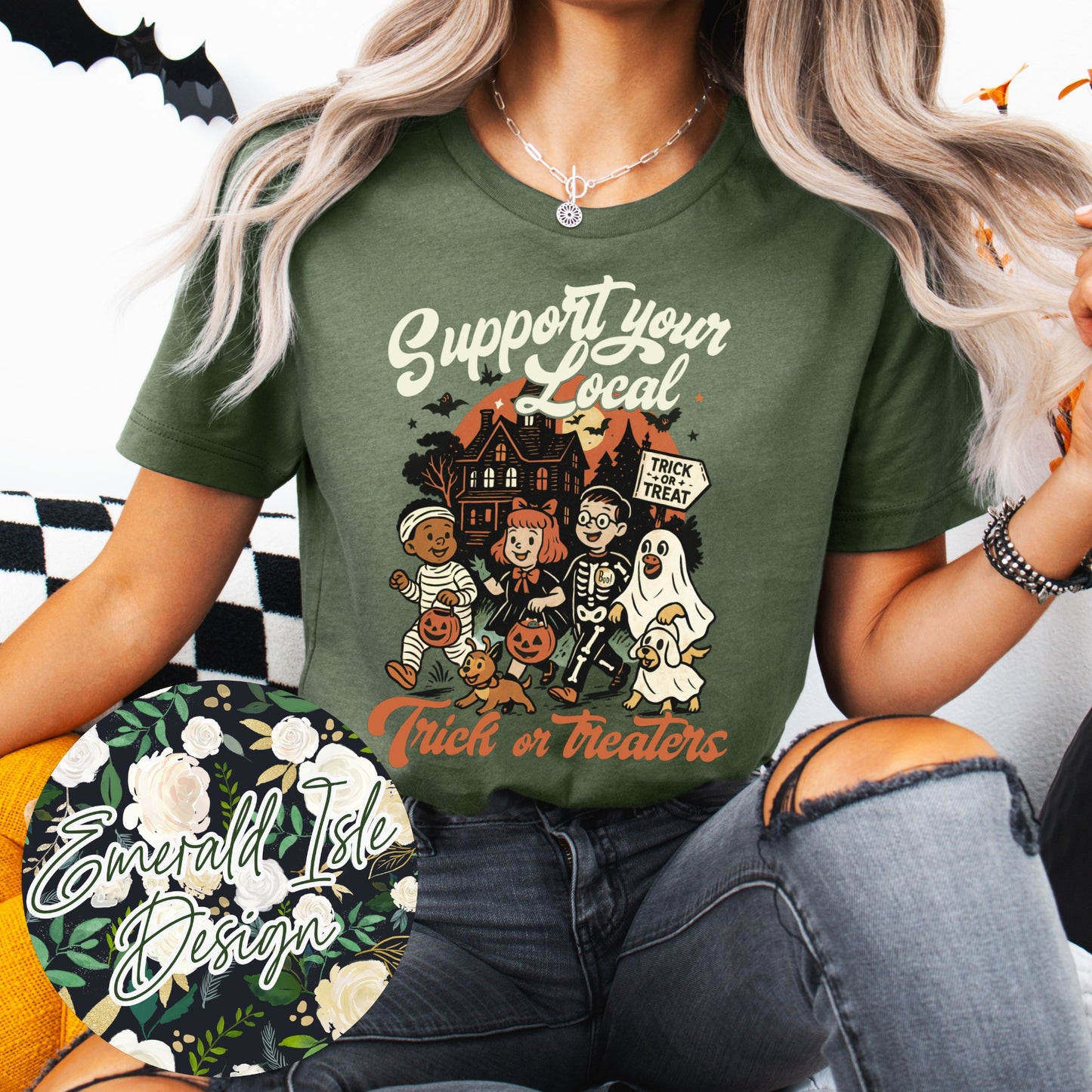 Support Your Local Trick or Treaters Vintage Design