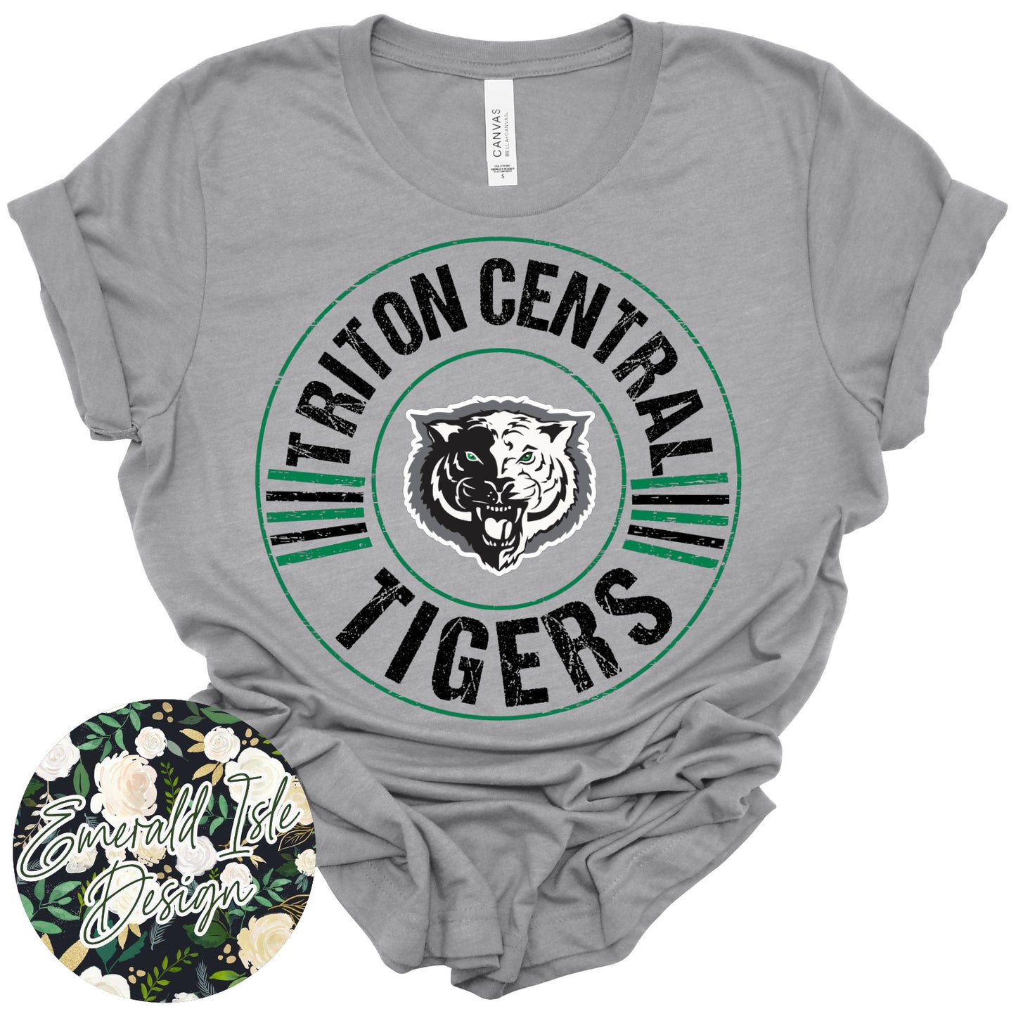 Triton Central Tigers Distressed Circle Design