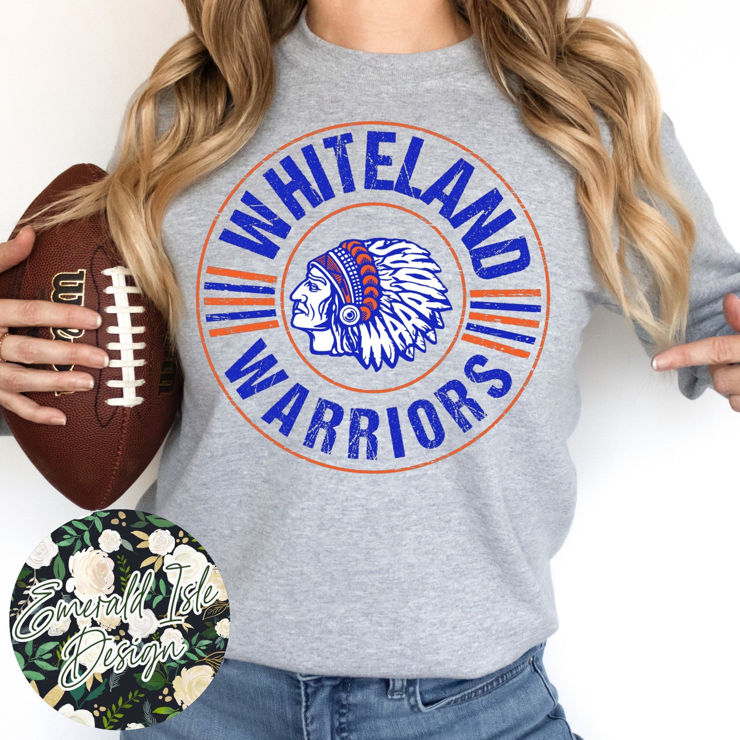 Whiteland Warriors Distressed Circle Design