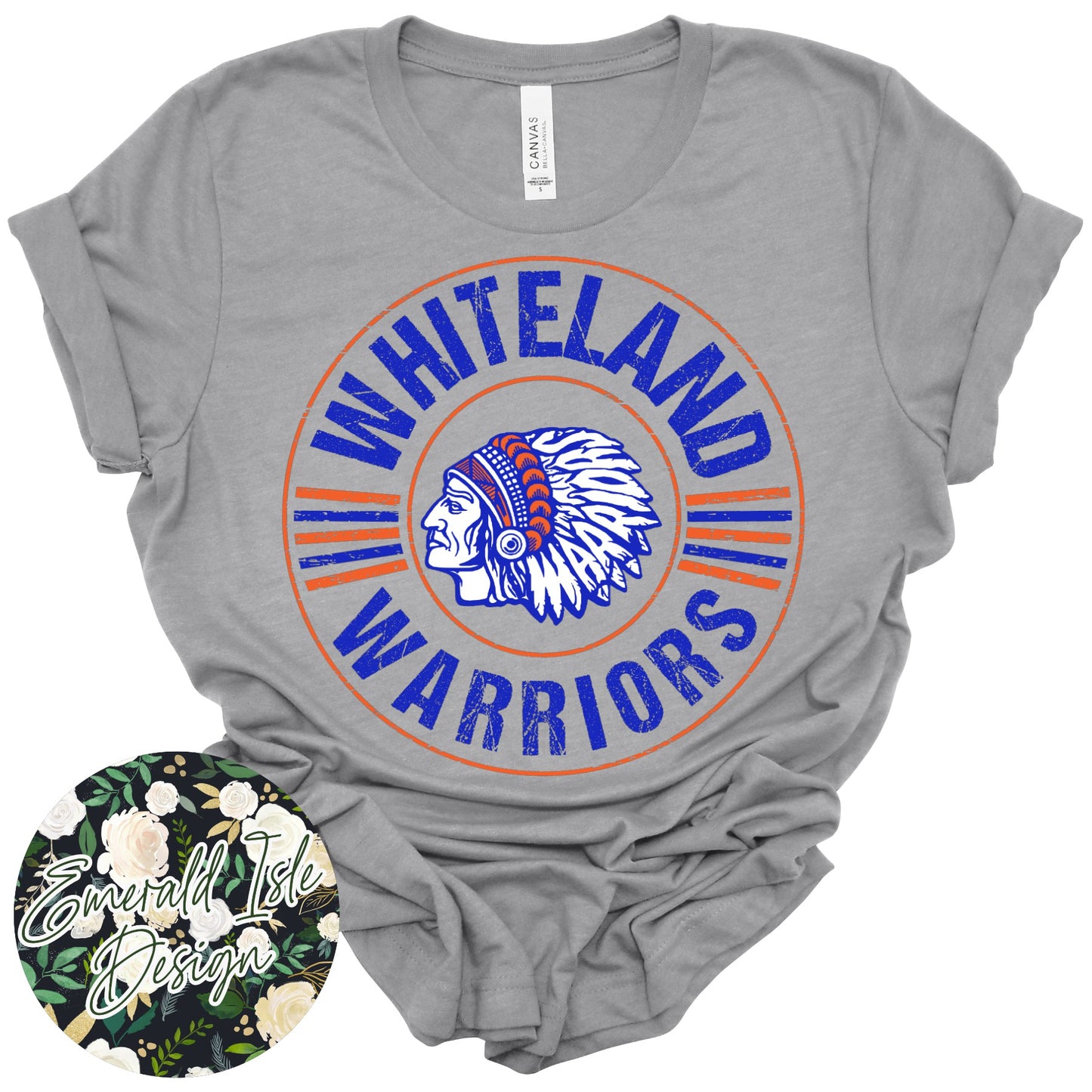 Whiteland Warriors Distressed Circle Design