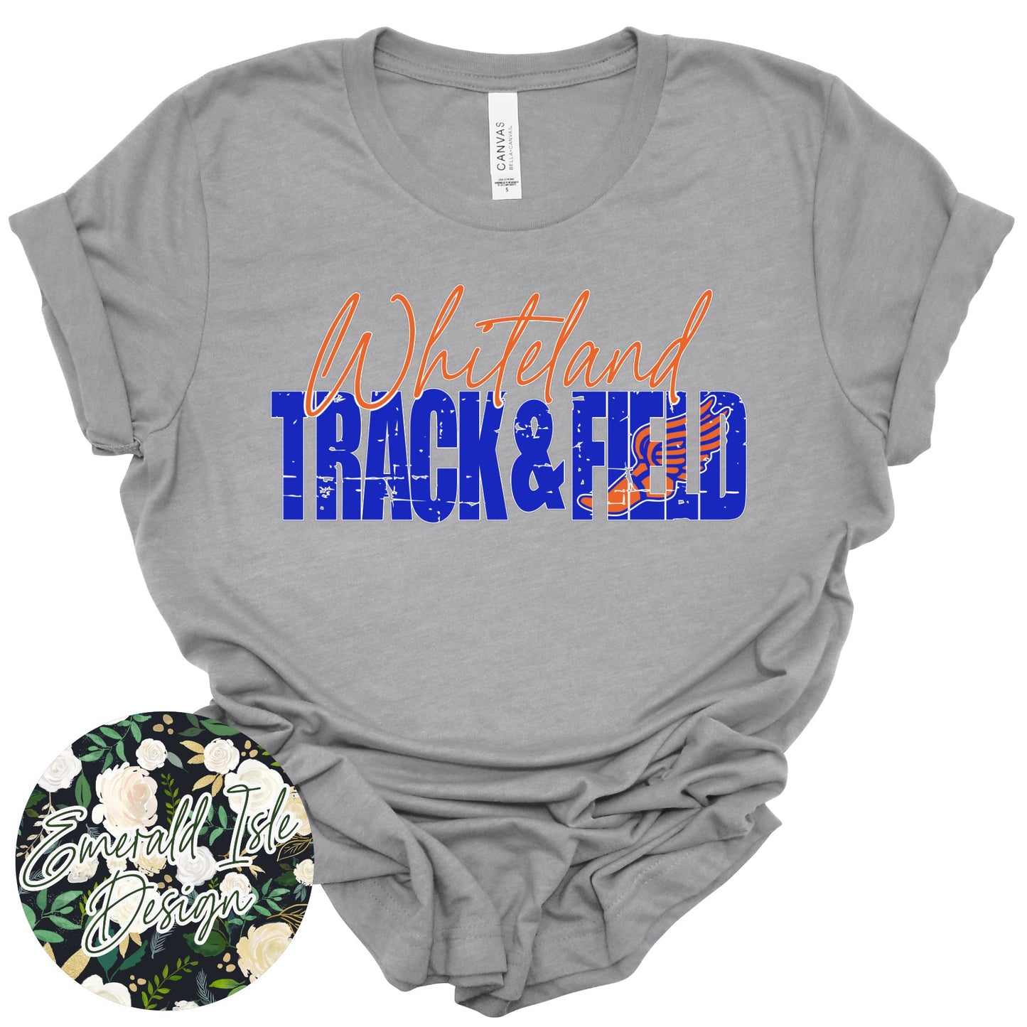 Whiteland Distressed Track & Field Design
