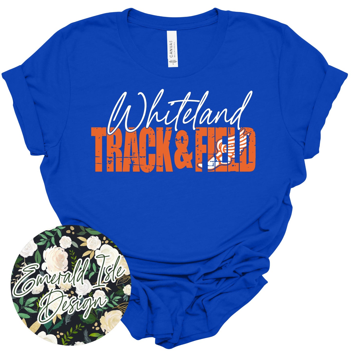 Whiteland Distressed Track & Field Design