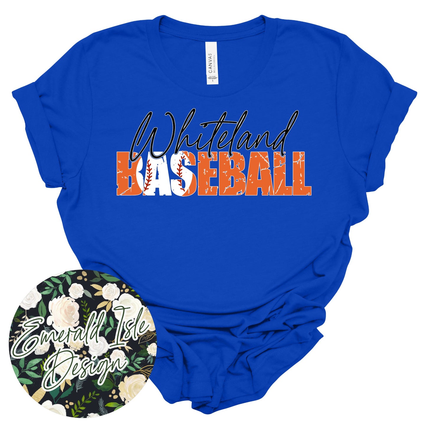 Whiteland Distressed Baseball Design
