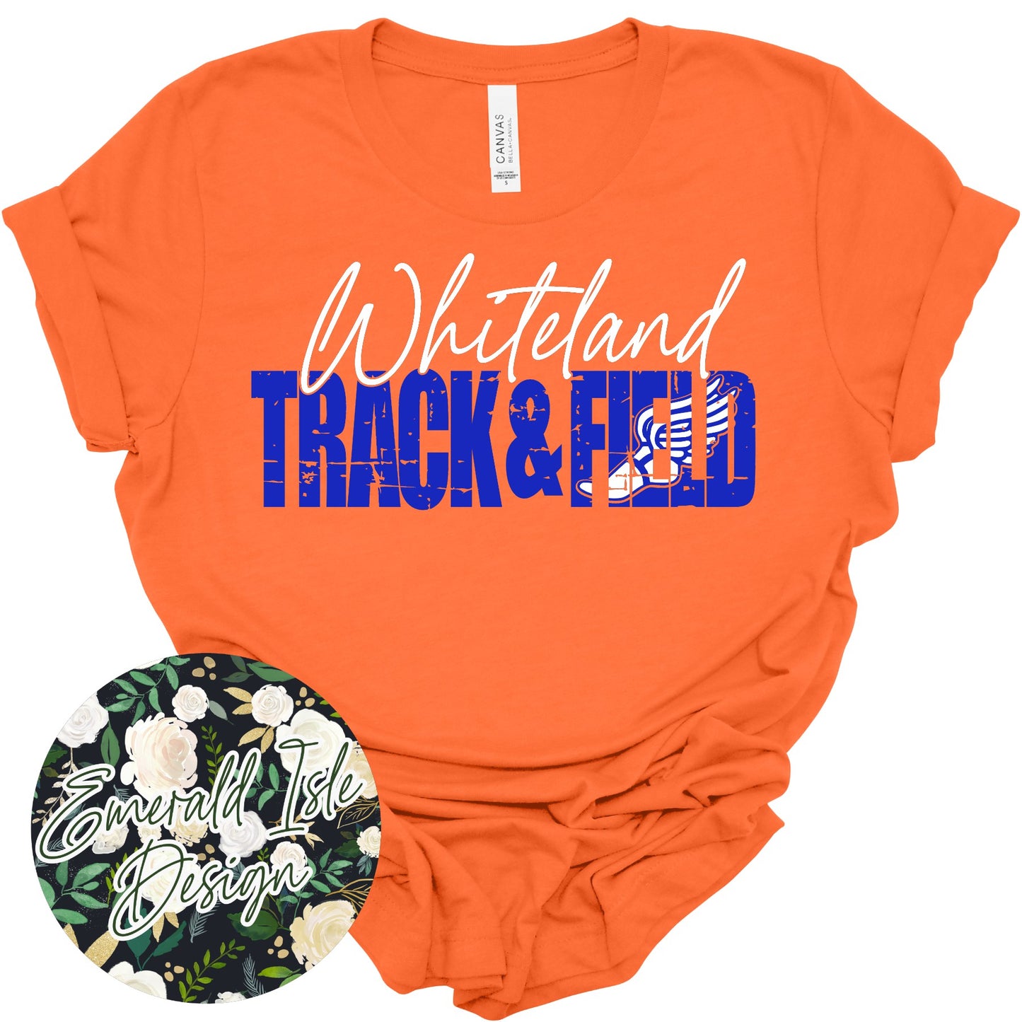 Whiteland Distressed Track & Field Design