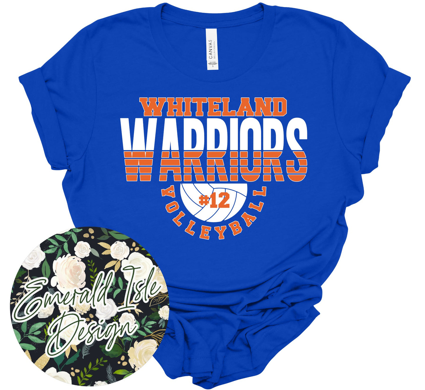 Whiteland Spliced Volleyball with CUSTOM NUMBER Design