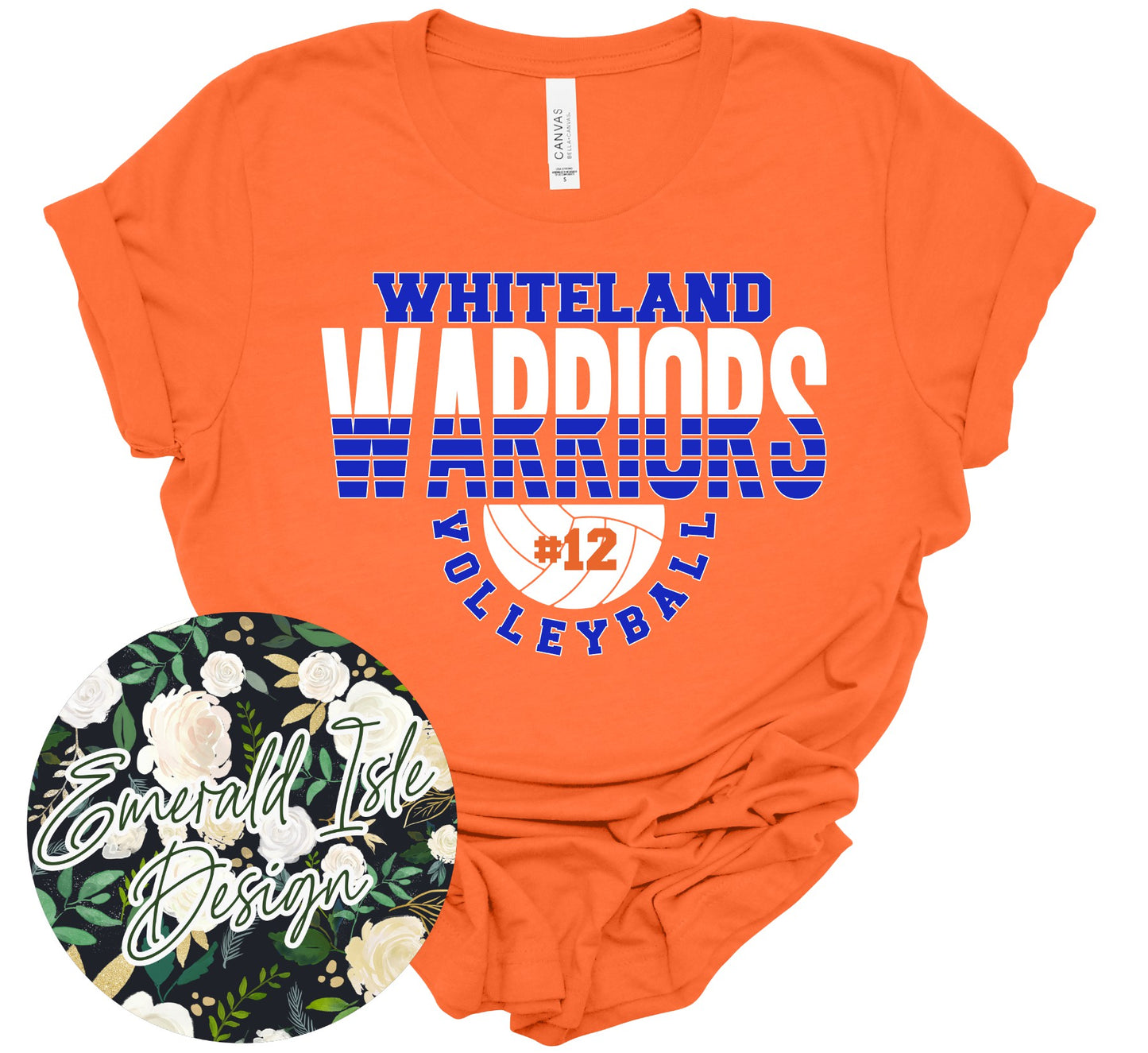 Whiteland Spliced Volleyball with CUSTOM NUMBER Design