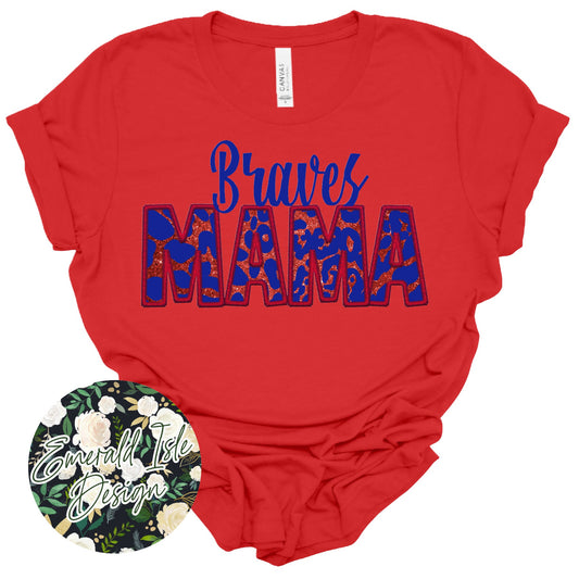 Braves Mama Faux Embroidery Design