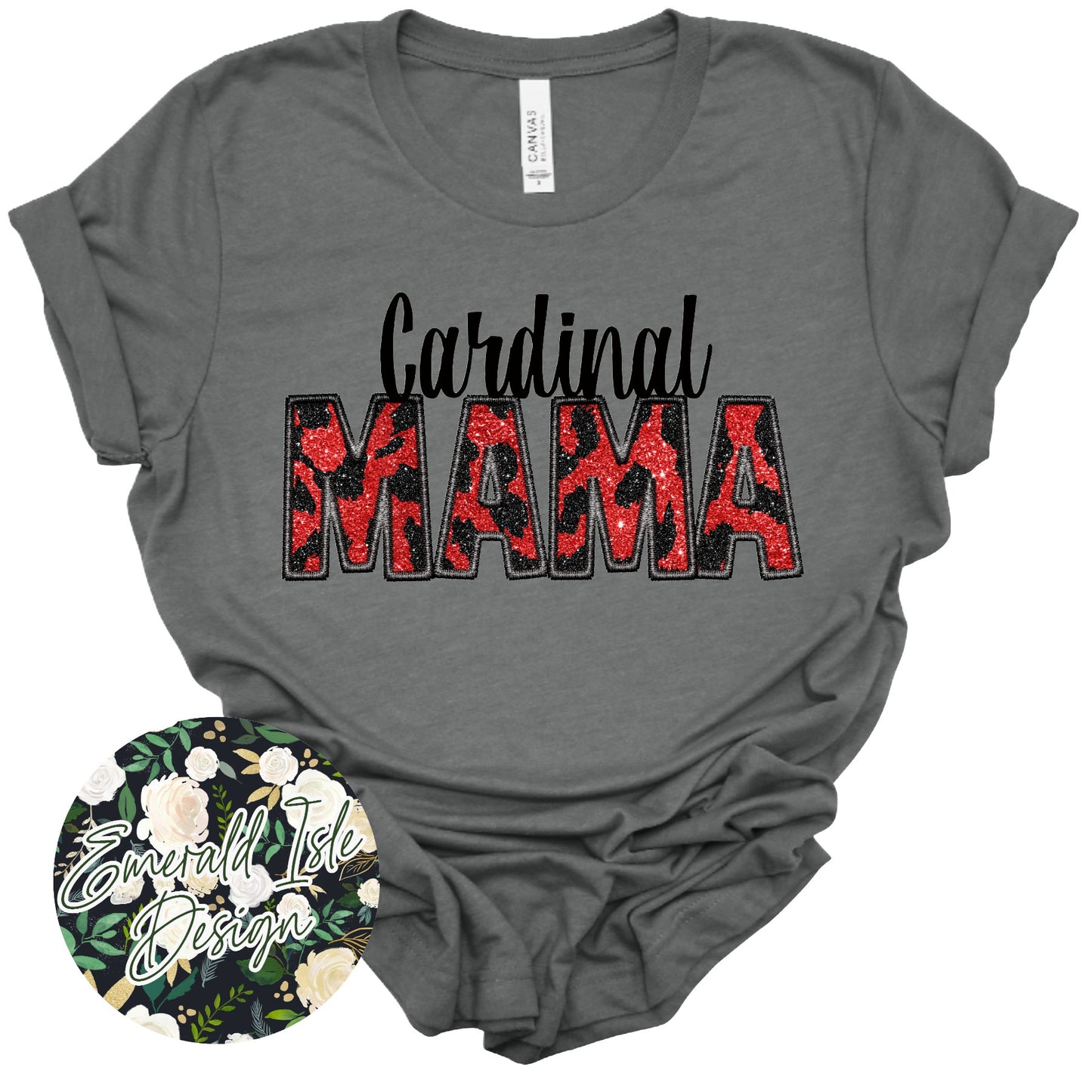 Cardinal Mama Faux Embroidery Design