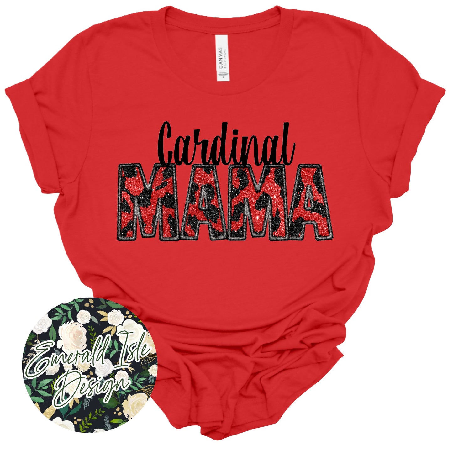 Cardinal Mama Faux Embroidery Design