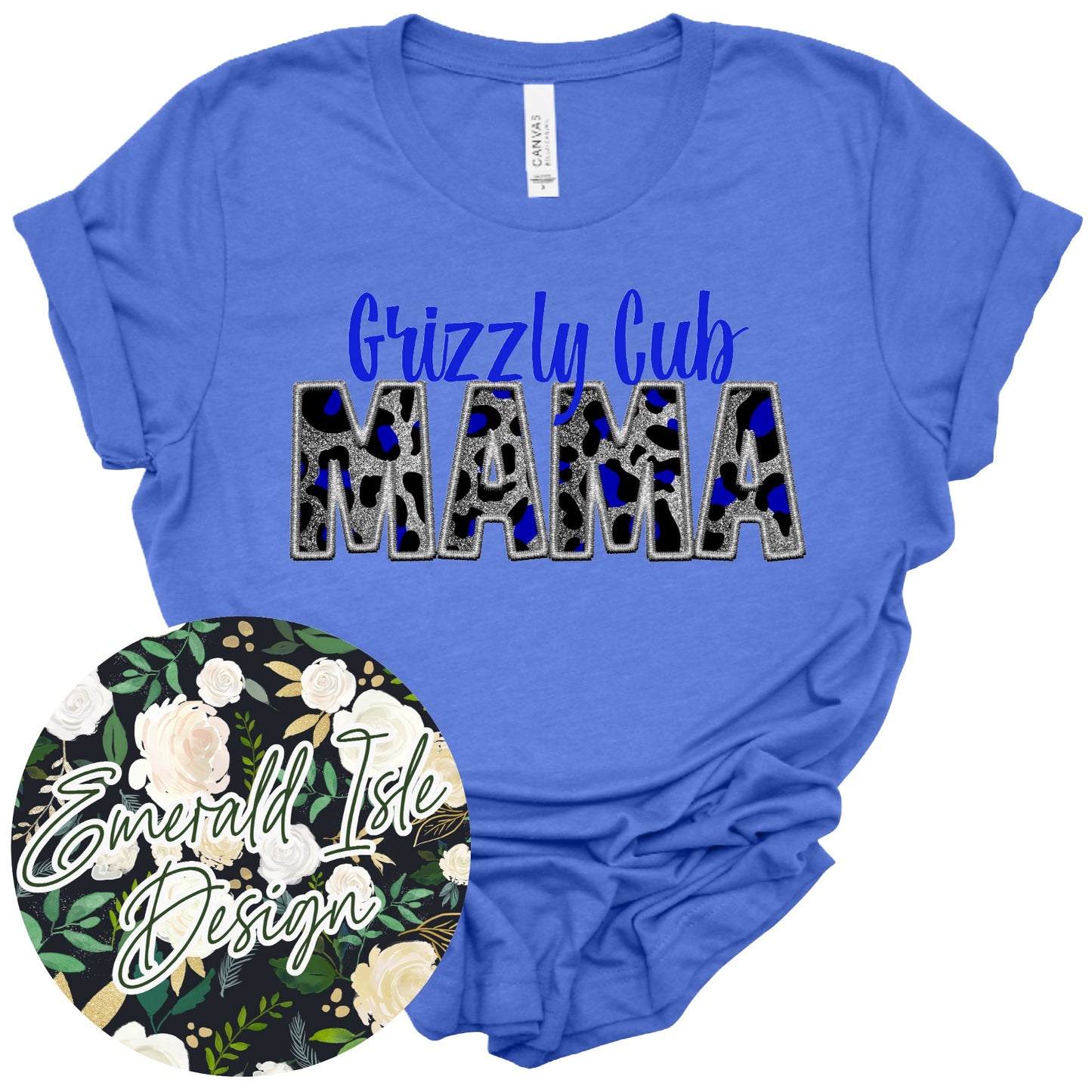 Grizzly Cub Mama Faux Embroidery Design