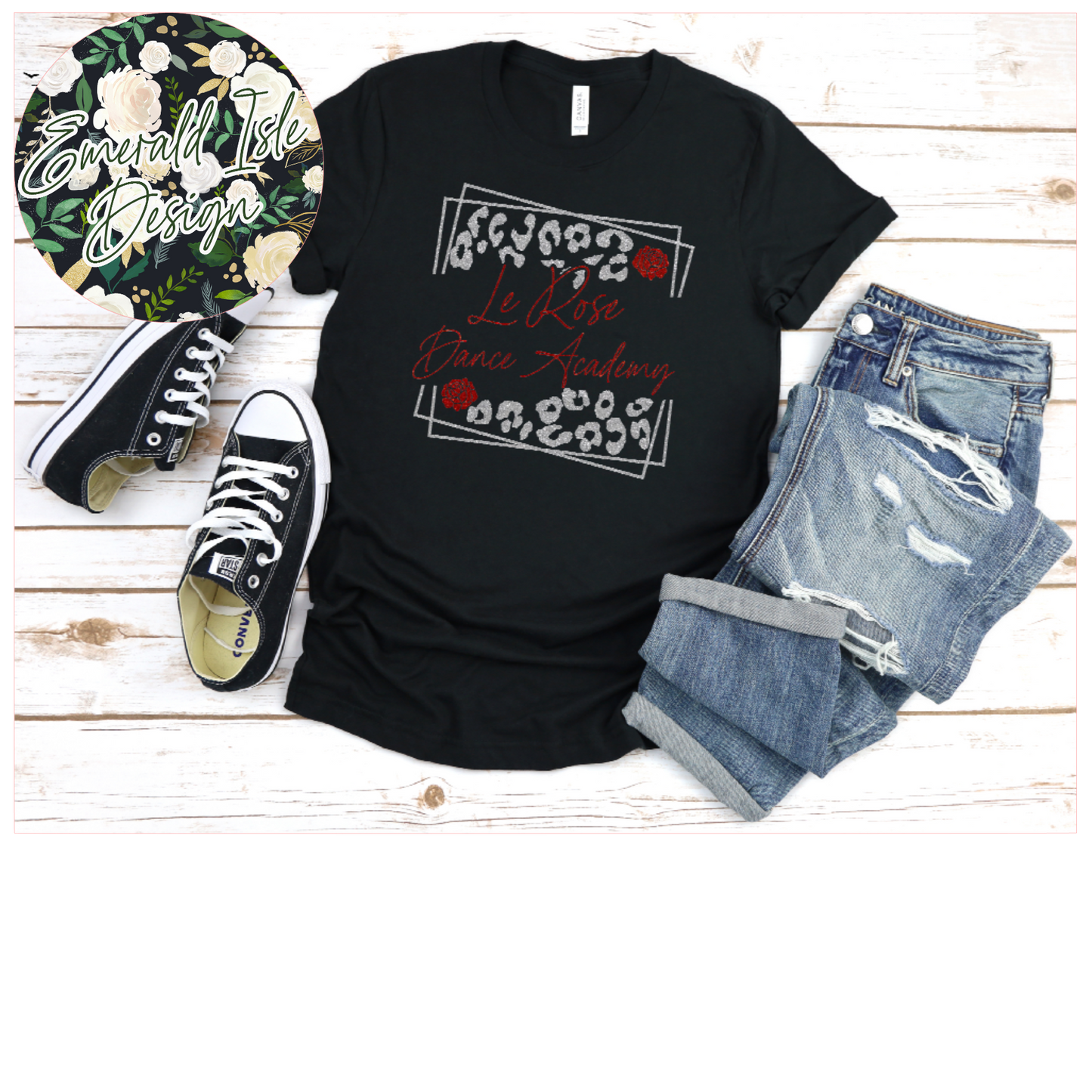 Le Rose Dance Academy Leopard Square Glitter Design