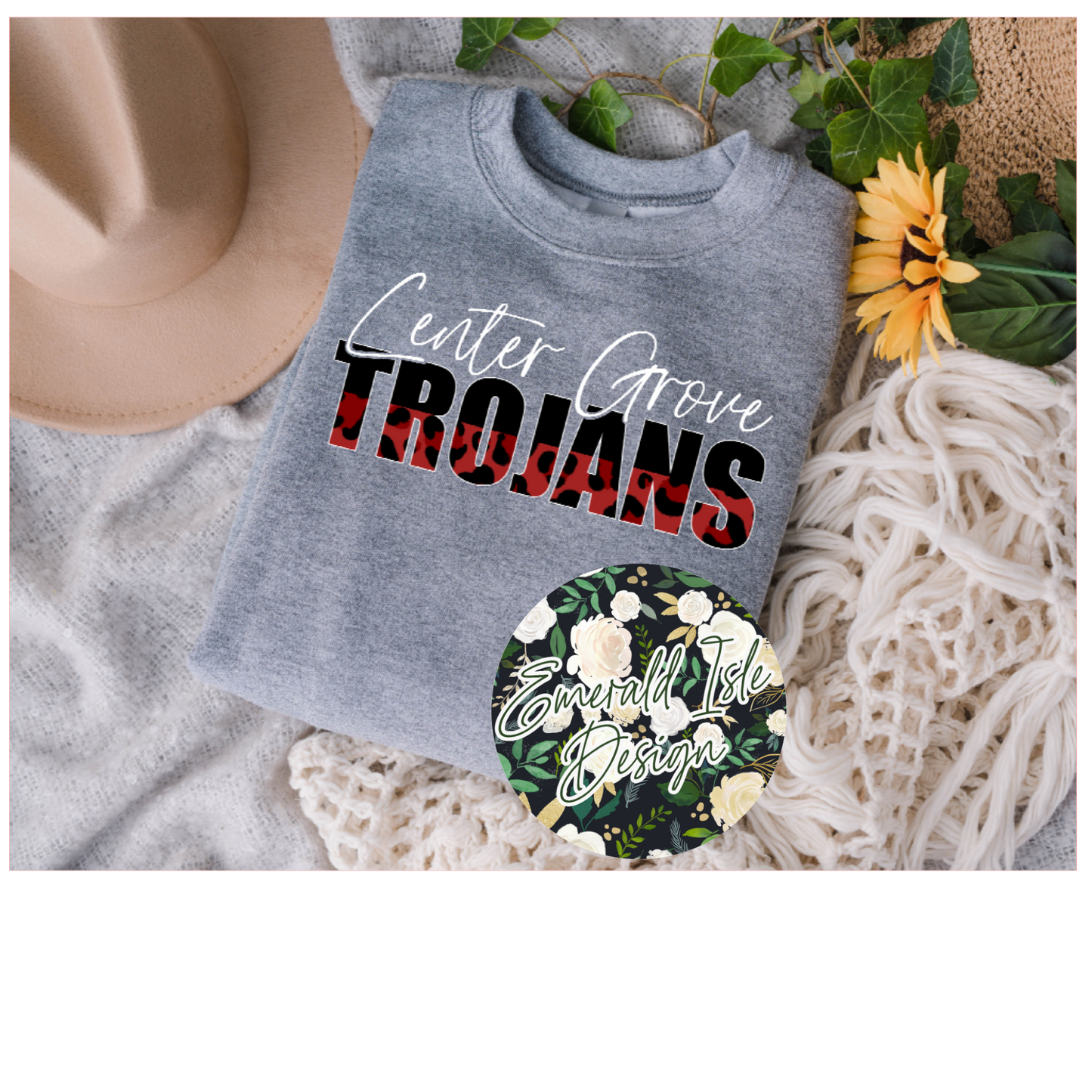 Center Grove Trojans Leopard Split Design