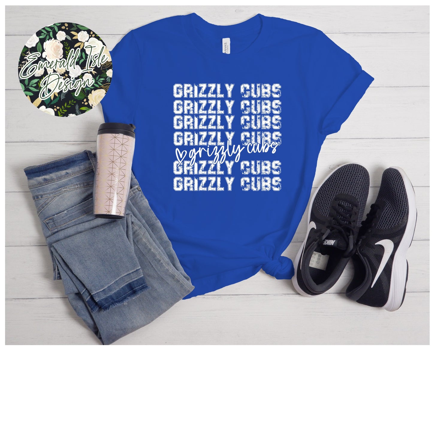 Sketch Heart Stacked Grizzly Cubs Design