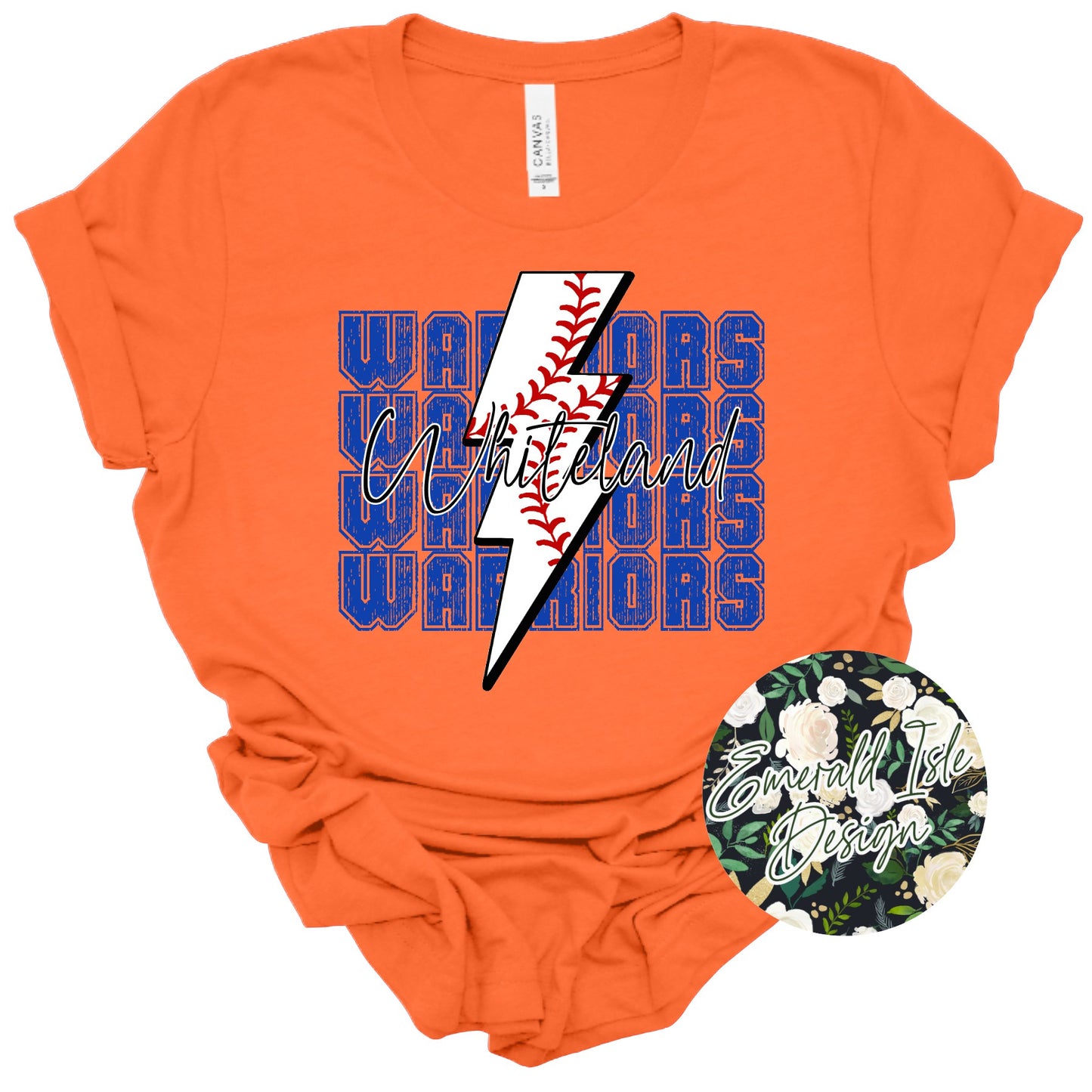 Whiteland Baseball Lightning Bolt Design