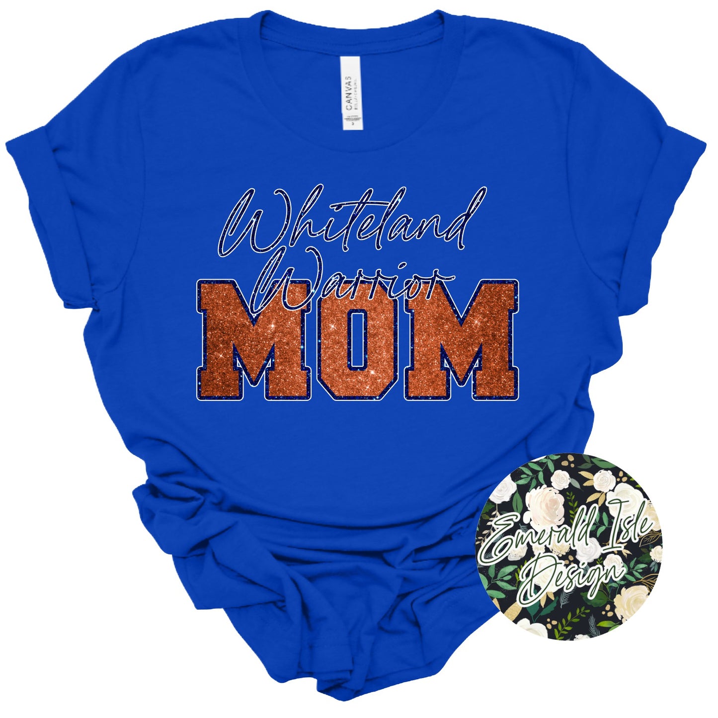 Whiteland Warrior Mom Faux Glitter Design