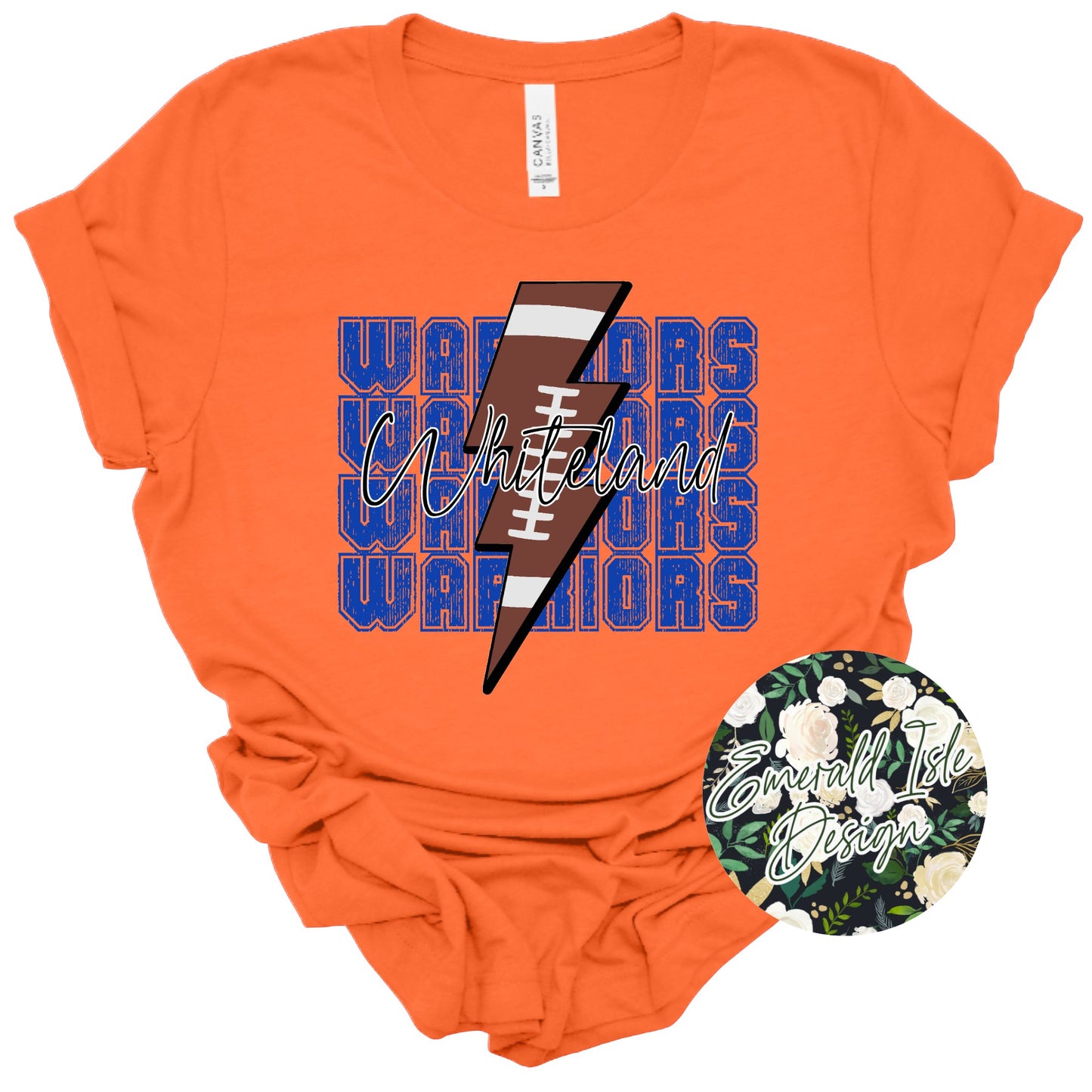 Whiteland Football Lightning Bolt Design