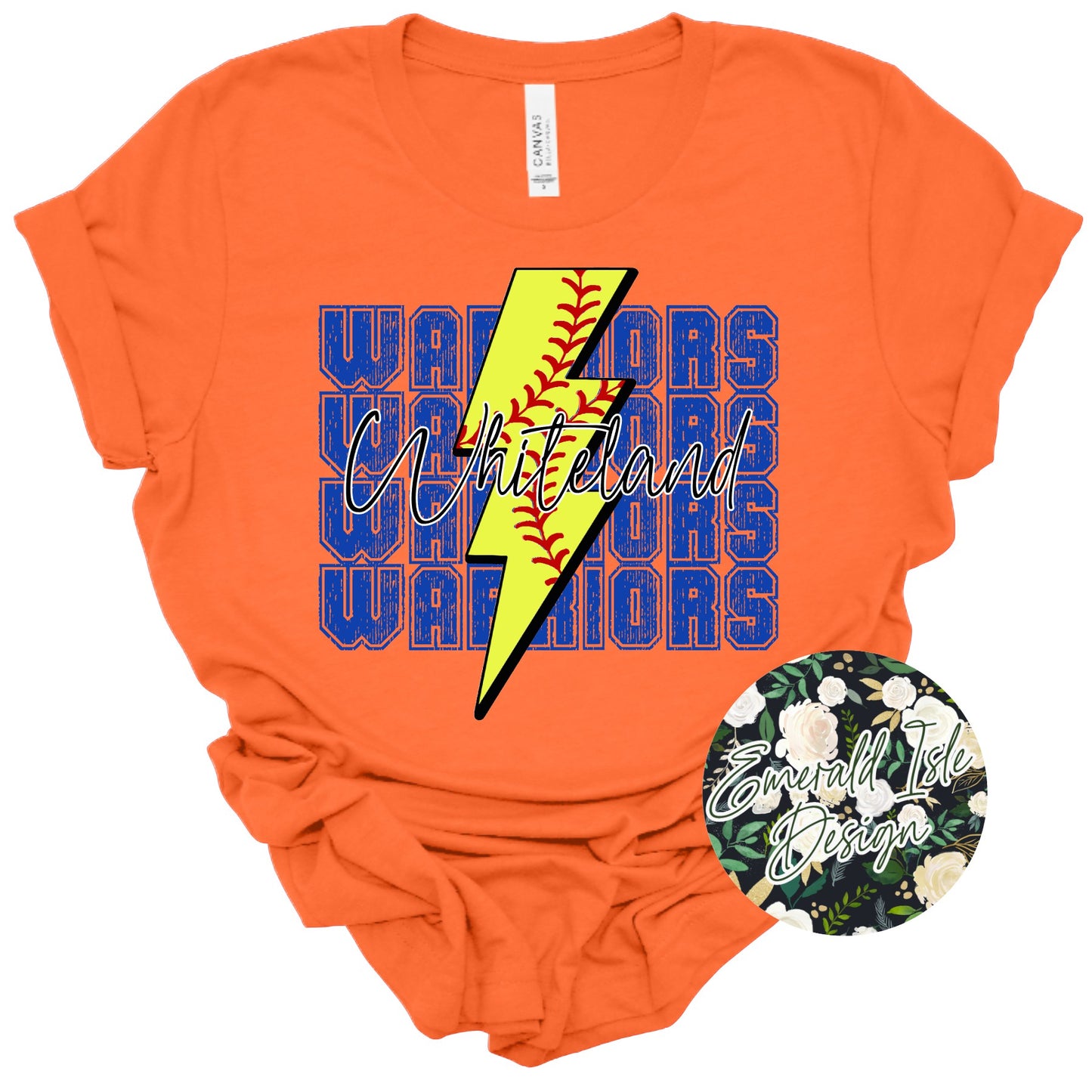 Whiteland Softball Lightning Bolt Design