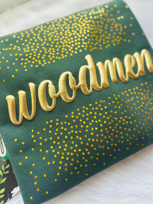 Woodmen Spangle and Metallic Puff Design