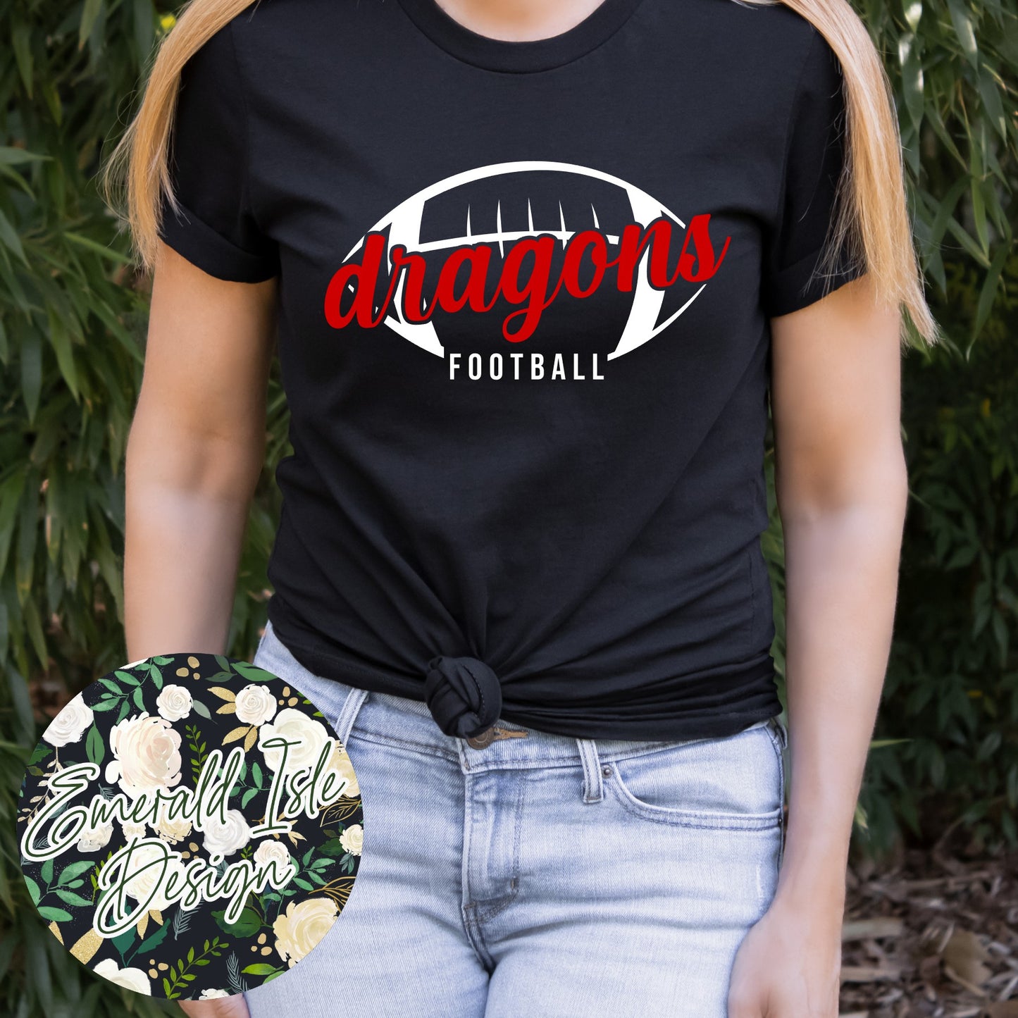 New Palestine Dragons Football Metallic Puff Design