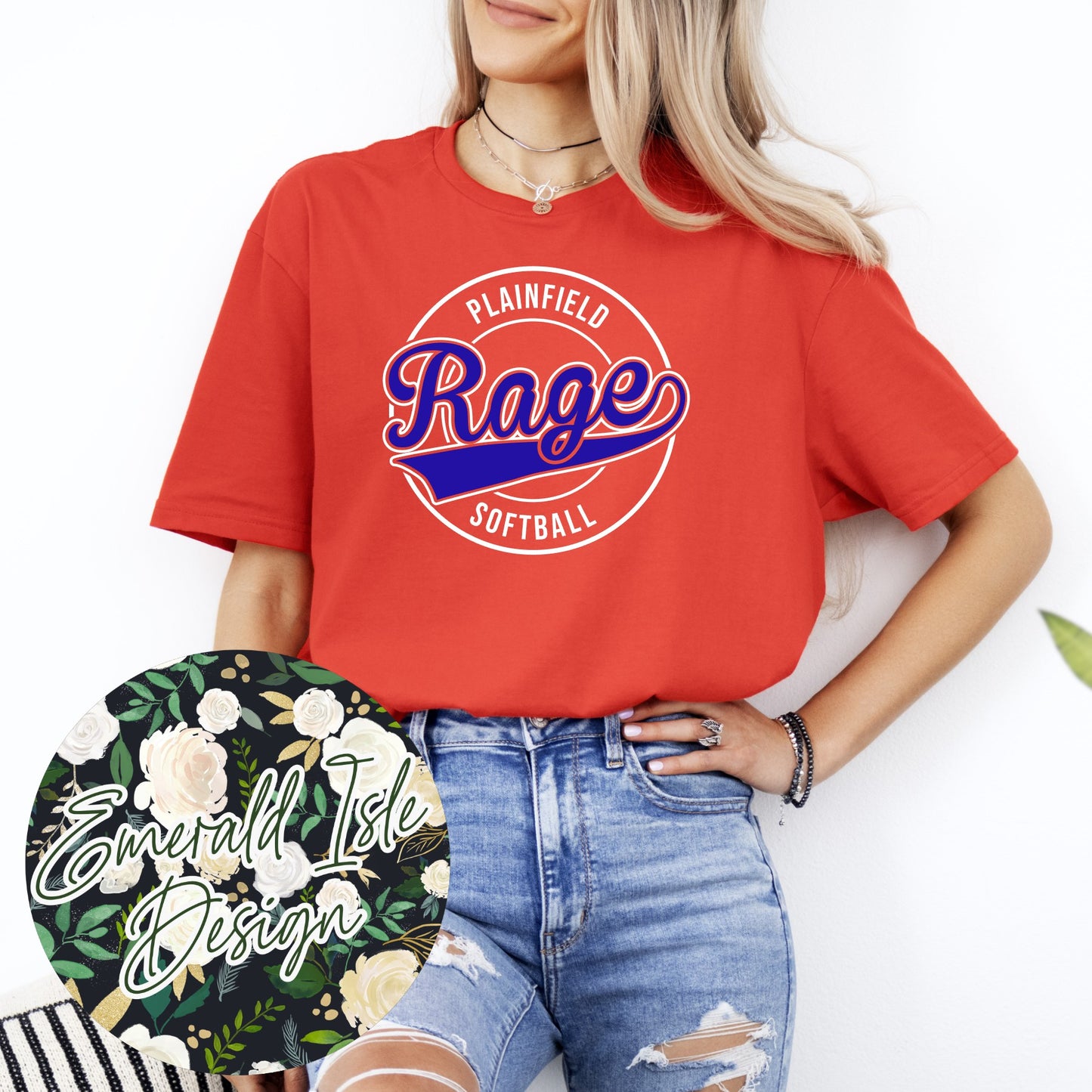 Plainfield Rage Softball Metallic Puff Circle Design