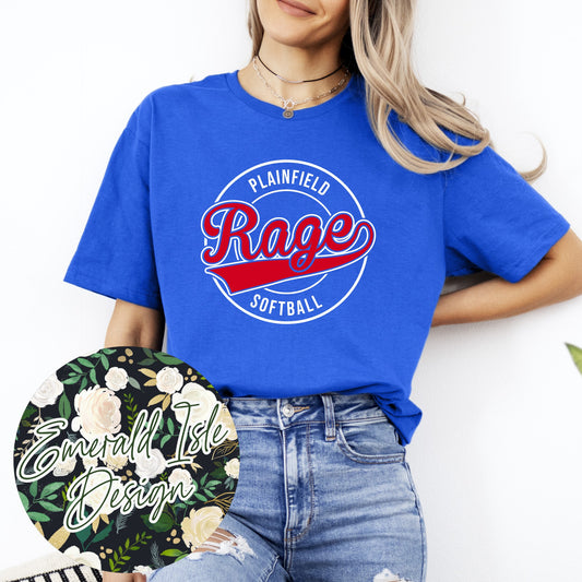 Plainfield Rage Softball Metallic Puff Circle Design