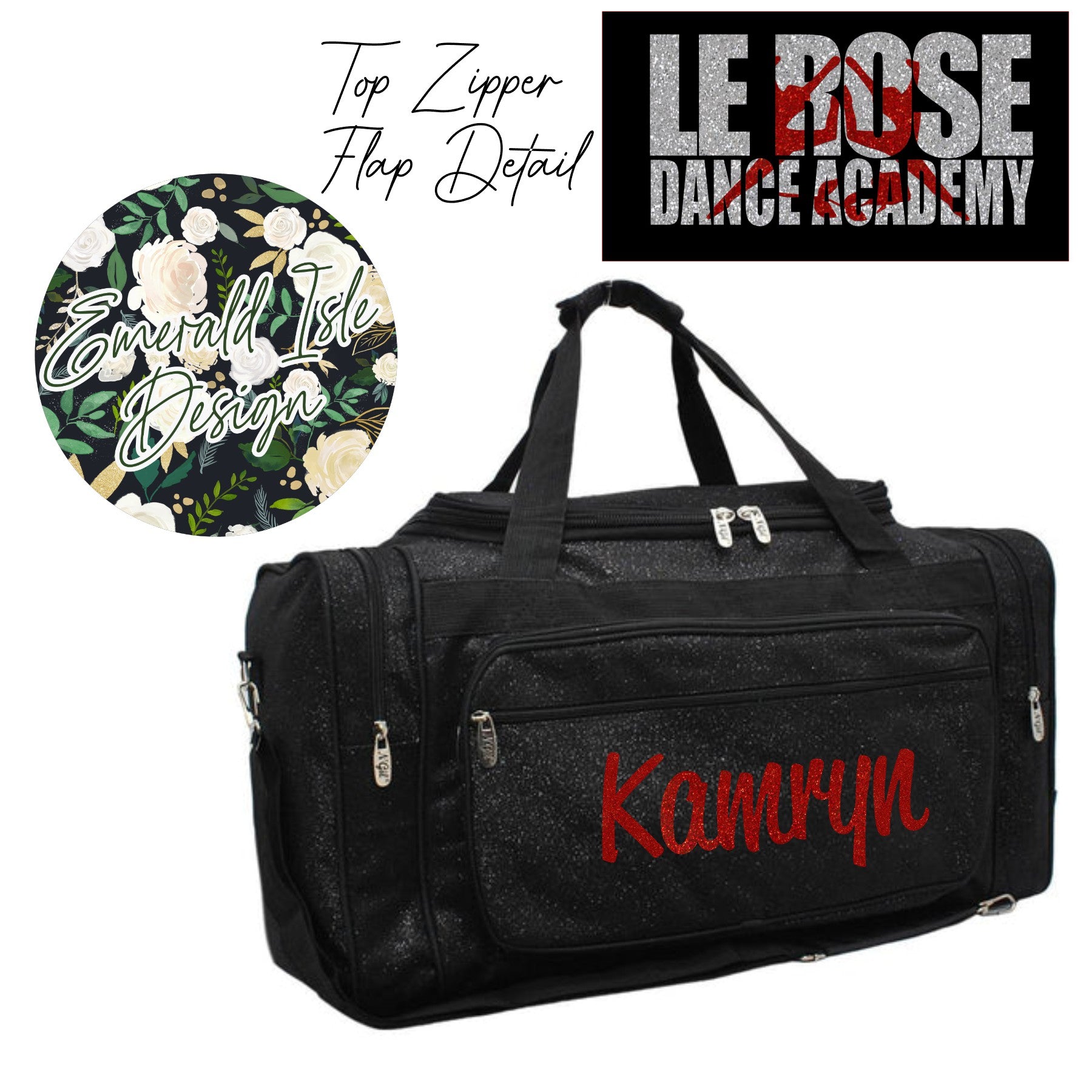 23" Black Glitter Duffle Bag