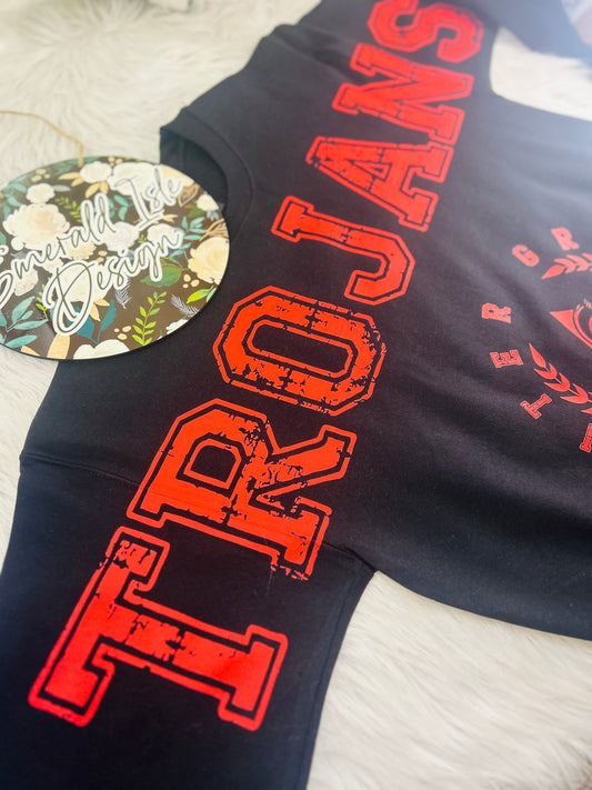 Center Grove Trojans Oversized Horizontal Design on Crewneck Sweatshirt