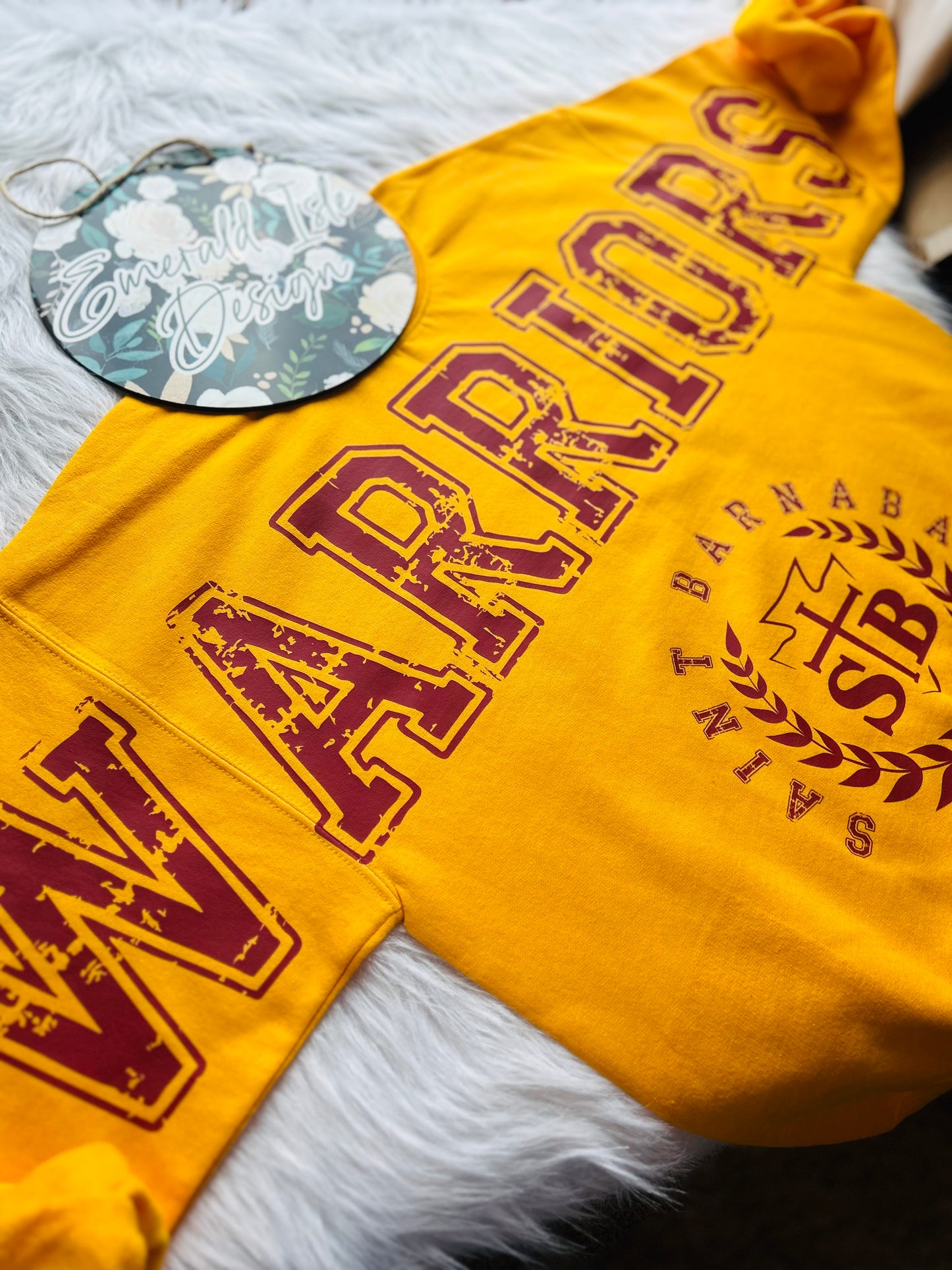 St. Barnabas Warriors Oversized Horizontal Design on Crewneck Sweatshirt