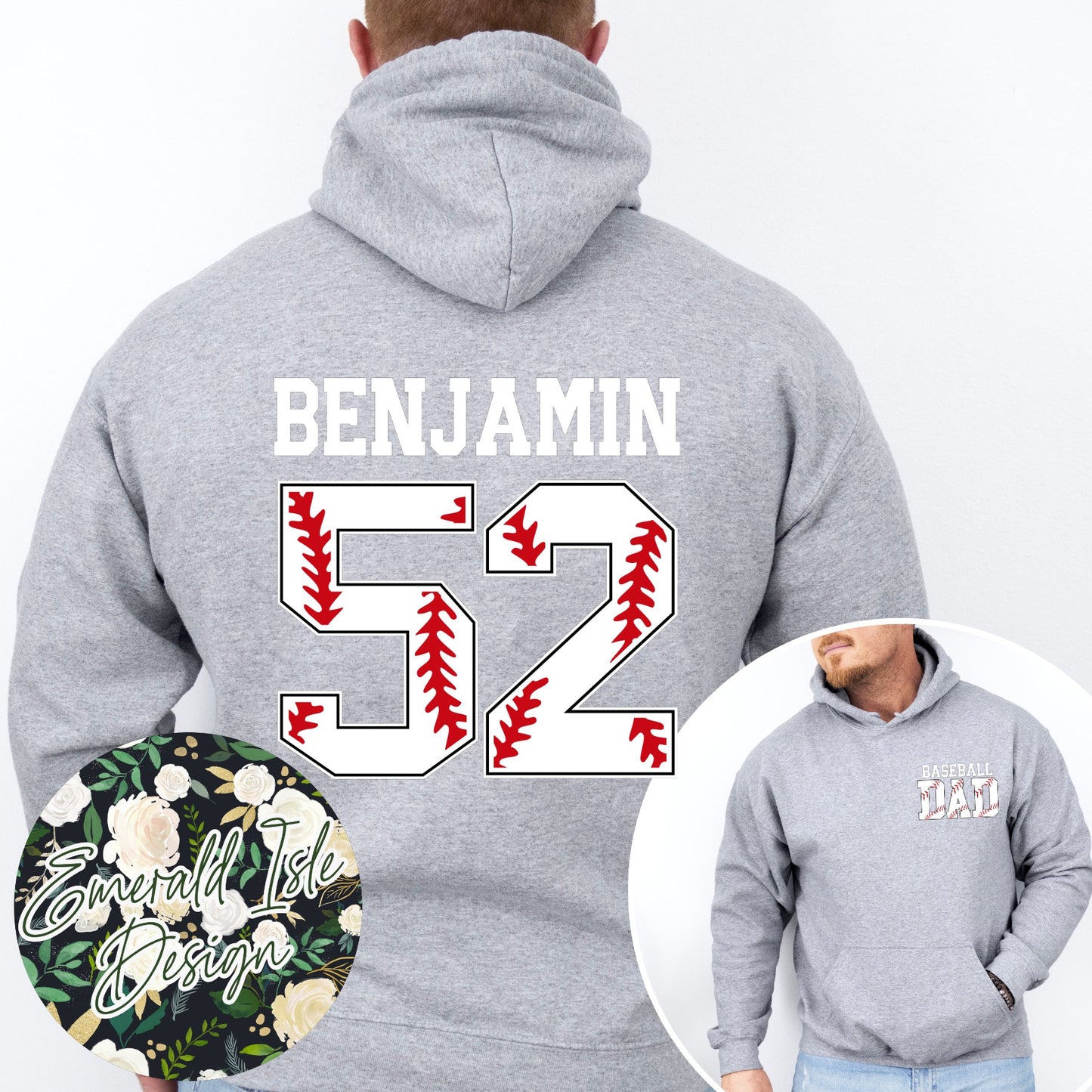 Baseball Dad Pocket Design with CUSTOM NAME & NUMBER BACK