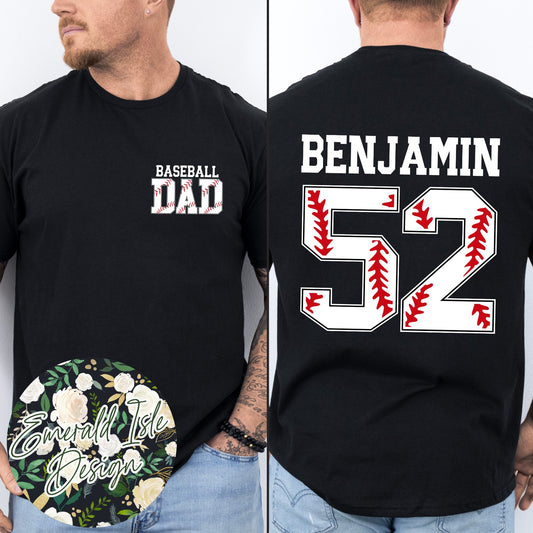 Baseball Dad Pocket Design with CUSTOM NAME & NUMBER BACK