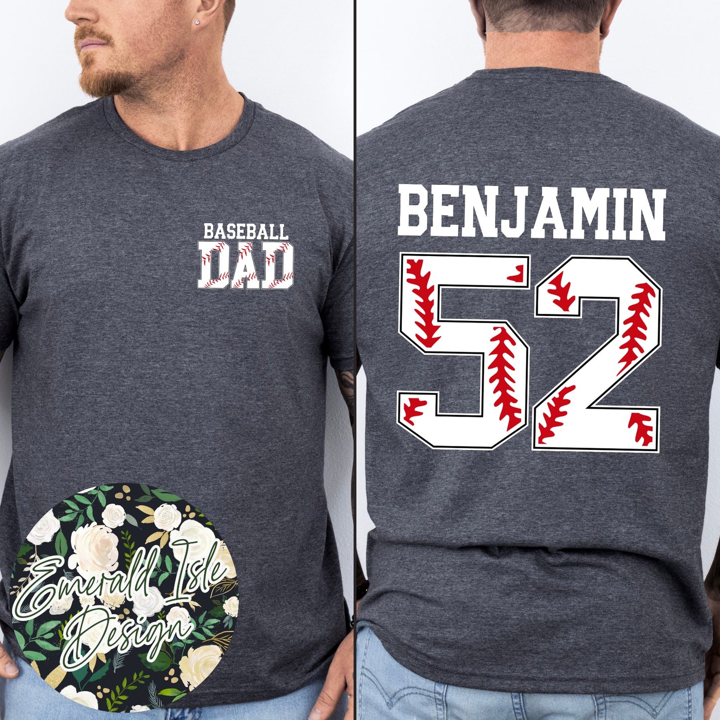 Baseball Dad Pocket Design with CUSTOM NAME & NUMBER BACK