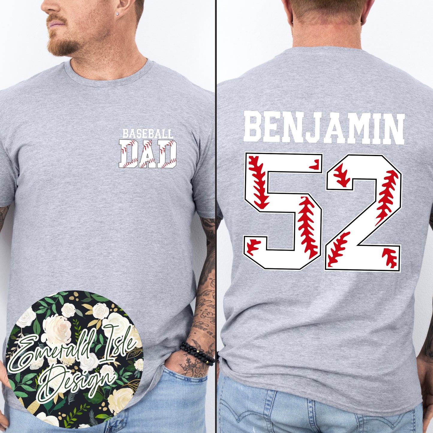 Baseball Dad Pocket Design with CUSTOM NAME & NUMBER BACK